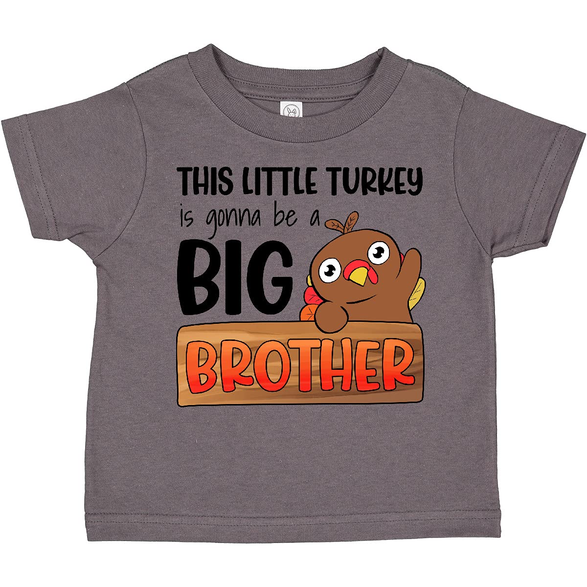 Inktastic 'This Little Turkey is Gonna Be a Big Brother' Cute Thanksgiving Toddler T-Shirt - Perfect for Sibling Announcement & Holiday Family Photos
