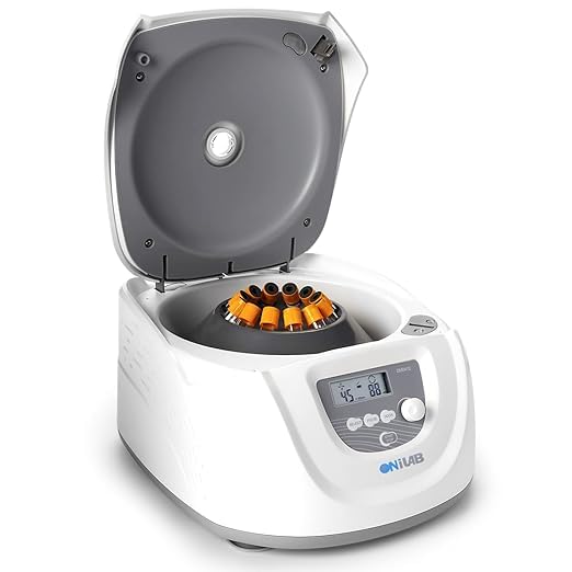 ONiLAB Digital Benchtop Centrifuge Machine - 8x15mL & 12x10mL/7mL/1.5-5mL Capacity, Adjustable Speed 300-4500rpm (Max 2490xg), 30sec-99min Timer - Perfect for Medical Labs, Research & Clinical Sample Processing