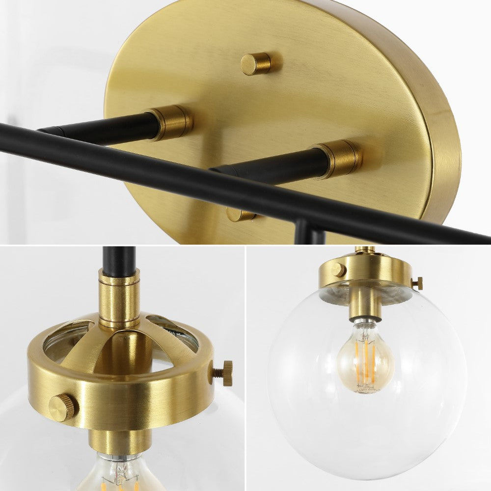 Caleb Brass Vanity Wall Sconce with Clear Glass Shade - Elegant Bathroom Lighting for Mirror, Vanity, and Dressing Area
