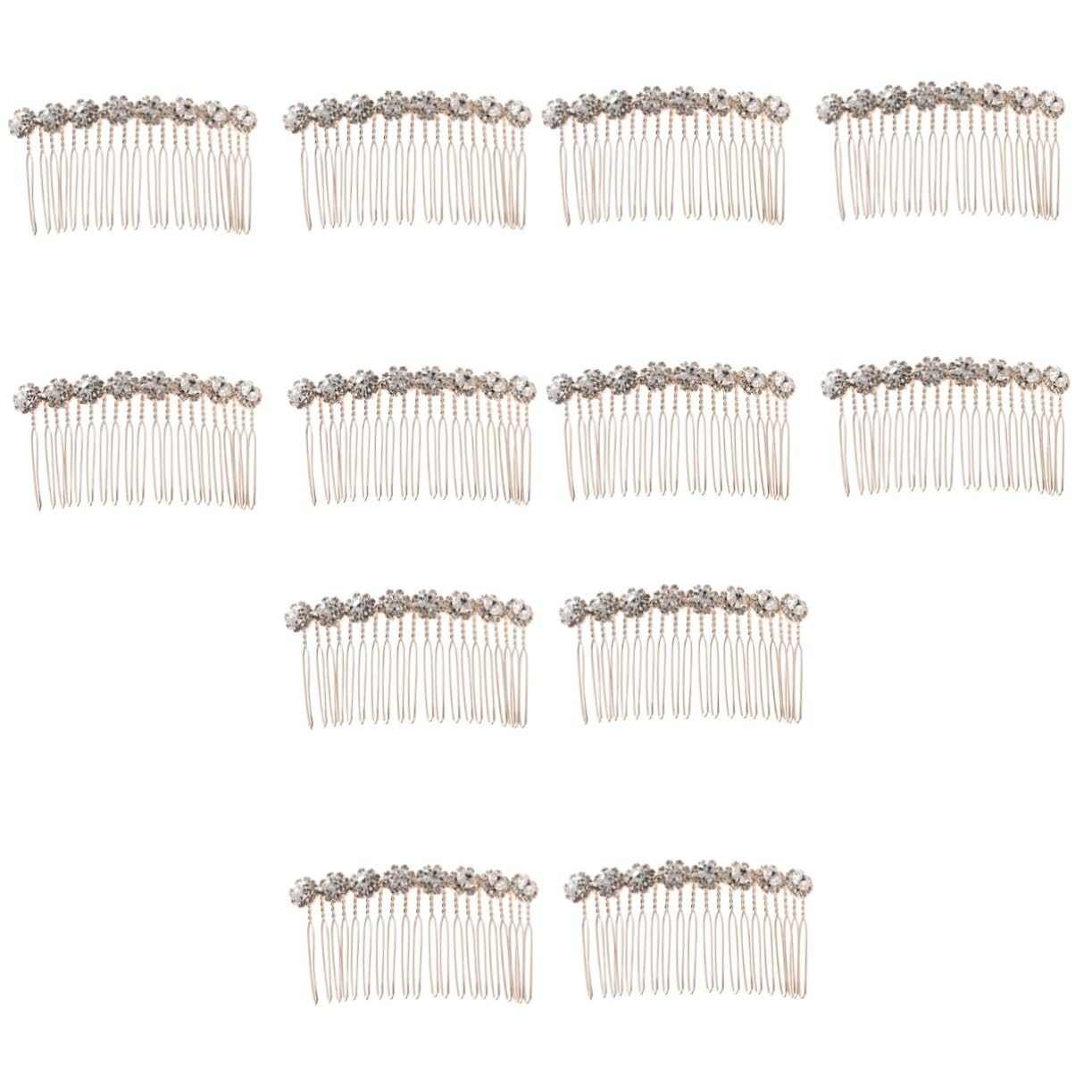 12 Pcs Silver Rhinestone Bridal Hair Combs for Fine Hair - Crystal Flower Alloy Side Combs for Wedding, Prom & Special Occasions - Elegant Hair Accessories for Brides, Bridesmaids and Formal Events