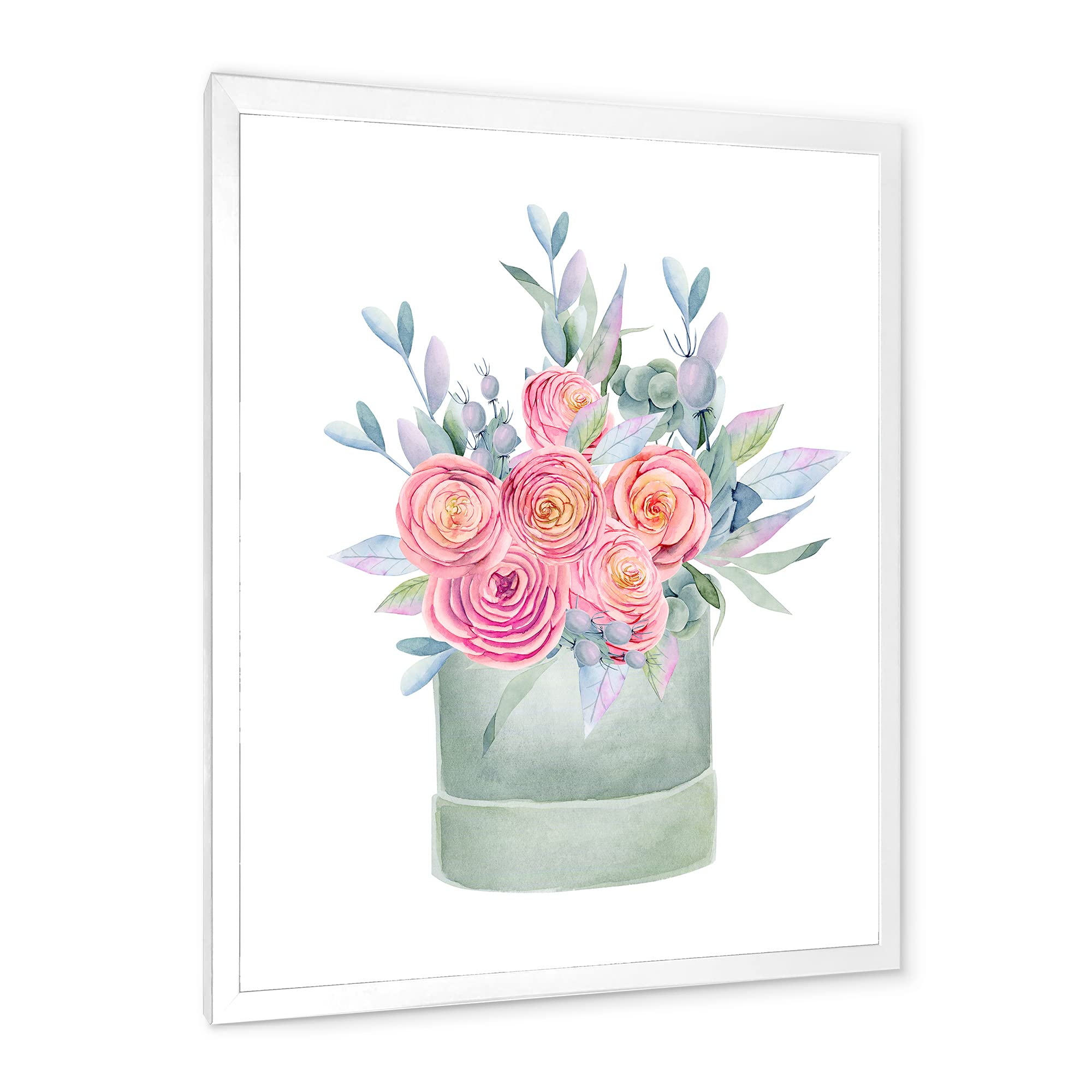 Farmhouse Framed Wall Art with Pink Roses - Elegant Home Decor Gift Box for Living Room, Bedroom & Wedding