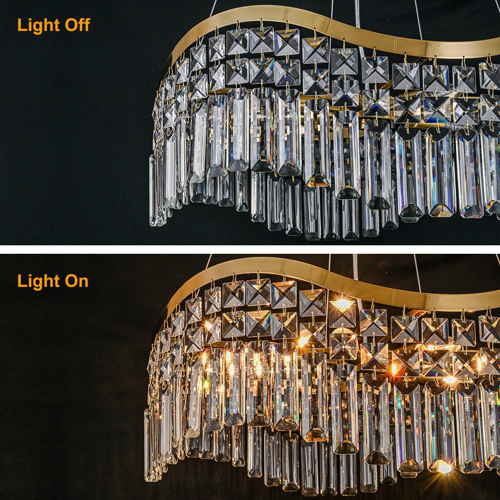 Glowlings 8-Light Modern 24-Inch Wide Elegant Wave Crystal Chandelier - Stylish Ceiling Lighting Fixture for Living Room, Dining Room & Bedroom