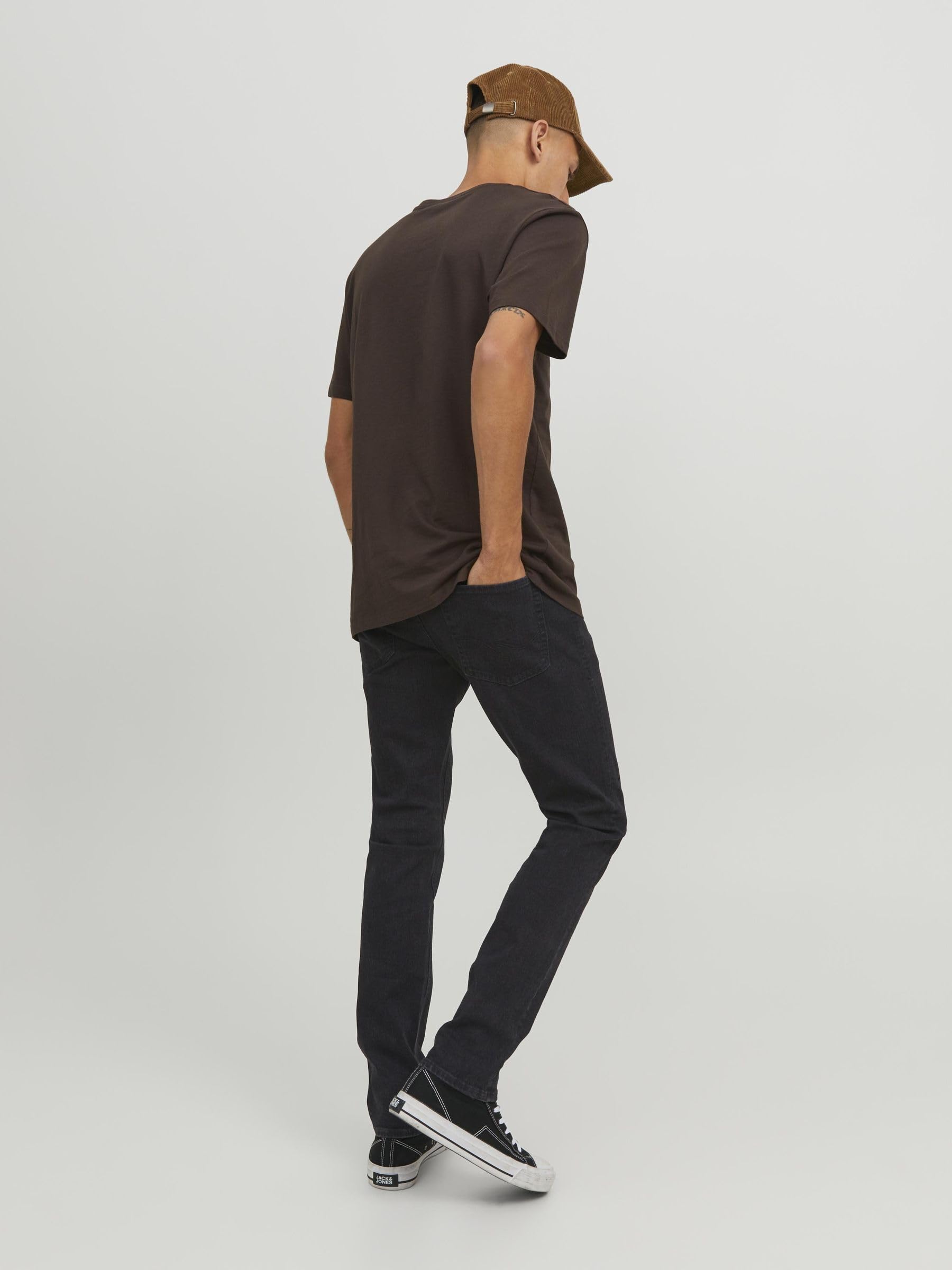 JACK & JONES Men's Slim Fit Black Denim Jeans 36W x 34L - Comfortable Stretch Skinny Jeans for Casual Wear & Night Out