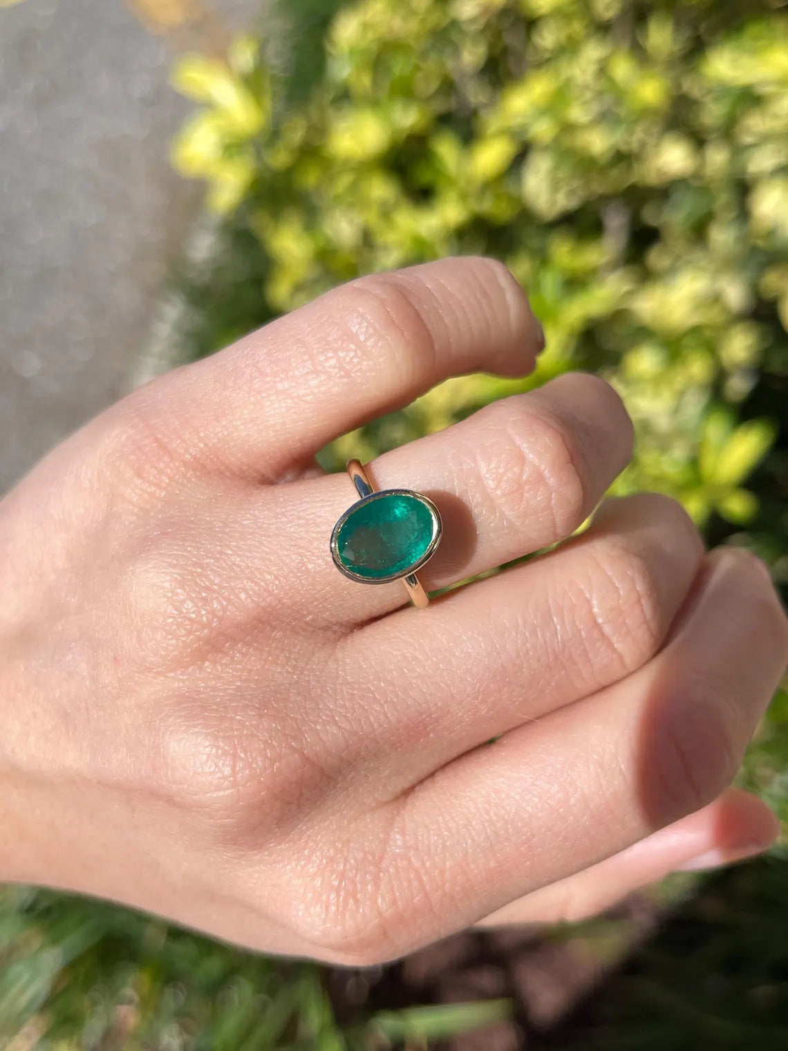 3.21ct Dark Green Oval Emerald Solitaire Ring - Elegant Statement Jewelry for Engagement, Wedding & Special Occasions
