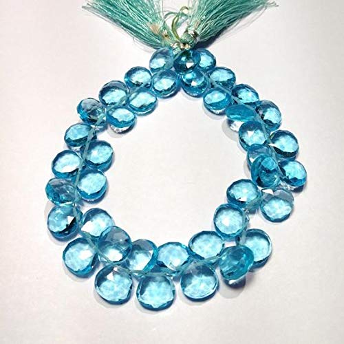 Sky Blue Topaz Quartz Faceted Heart Shape Beads - 9 Inch Strand, 11mm Size - Hydro Quartz Beads for Jewelry Making - Perfect for Necklaces, Bracelets & DIY Craft Projects