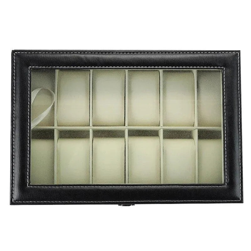 2/3/4/5/6/10/12/18/20 Grids PU Leather Watch Box Organizer - Black Watch Display Case & Storage Box for Men & Women - Perfect Gift for Watch Collectors & Jewelry Organization (Home, Office, Travel)