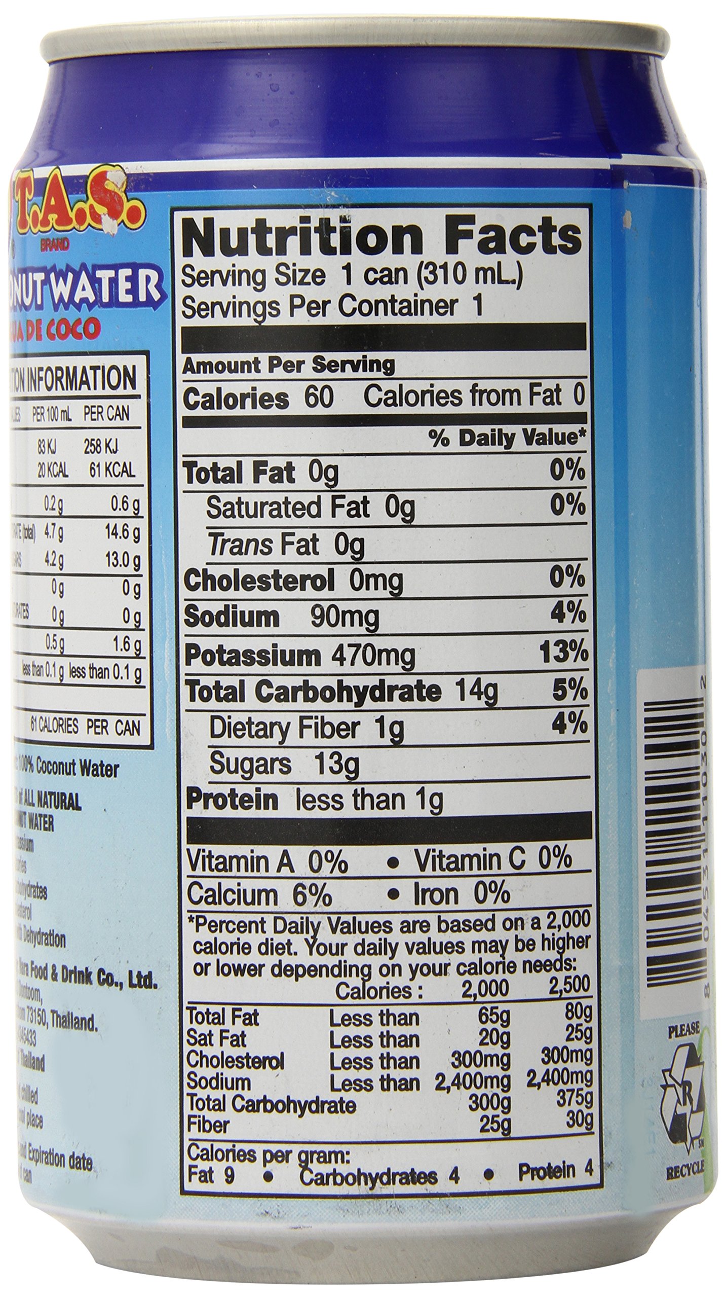 Organic TAS Brand Coconut Water, 10.5-Ounce (Pack of 24) - Natural Hydration Drink for Sports, Gym & Healthy Lifestyle - Refreshing Coconut Water Beverage for Energy Boost & Post-Workout Recovery