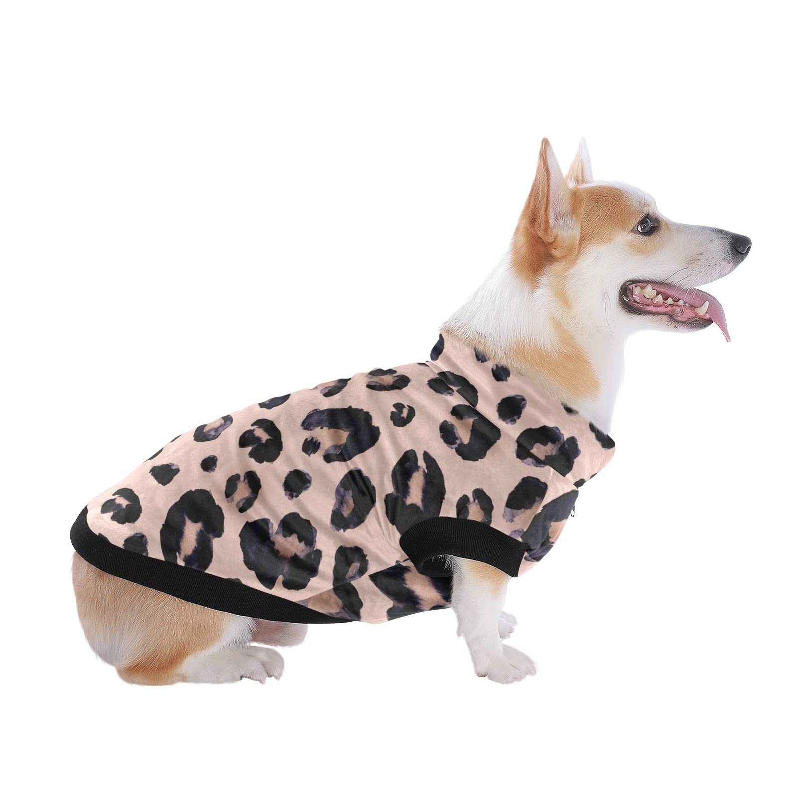Pink & Black Leopard Print Fleece Dog Jacket - Windproof & Warm Winter Coat for Small, Medium & Large Dogs | Cold Weather Protection for Outdoor Walks & Adventures