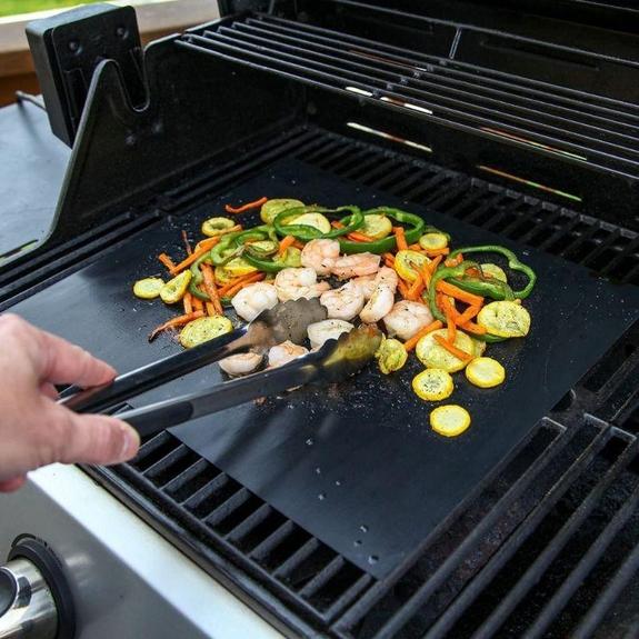 Non-Stick Reusable BBQ Grill Mat Set of 2 - Durable Heat-Resistant Cooking Mats for Grilling, Baking & Roasting - Perfect for Outdoor BBQ, Camping & Backyard Parties