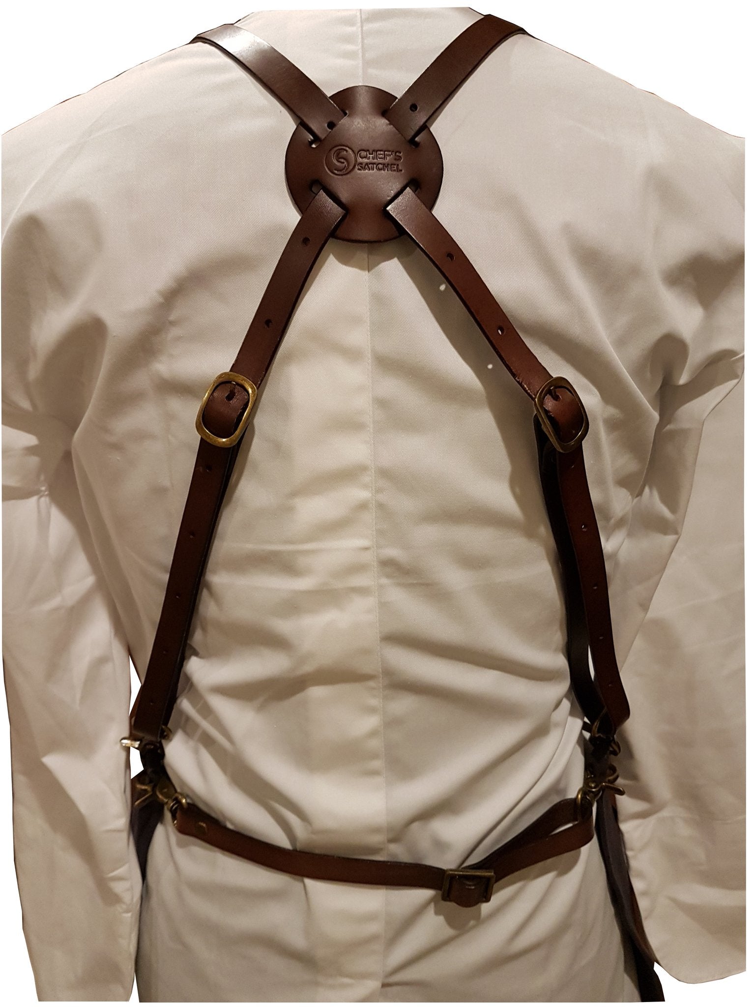 Premium Chef's Satchel - Durable Leather Strap & Waxed Canvas Apron in Khaki - Ideal for Professional Chefs, Cooking Enthusiasts & BBQ Masters