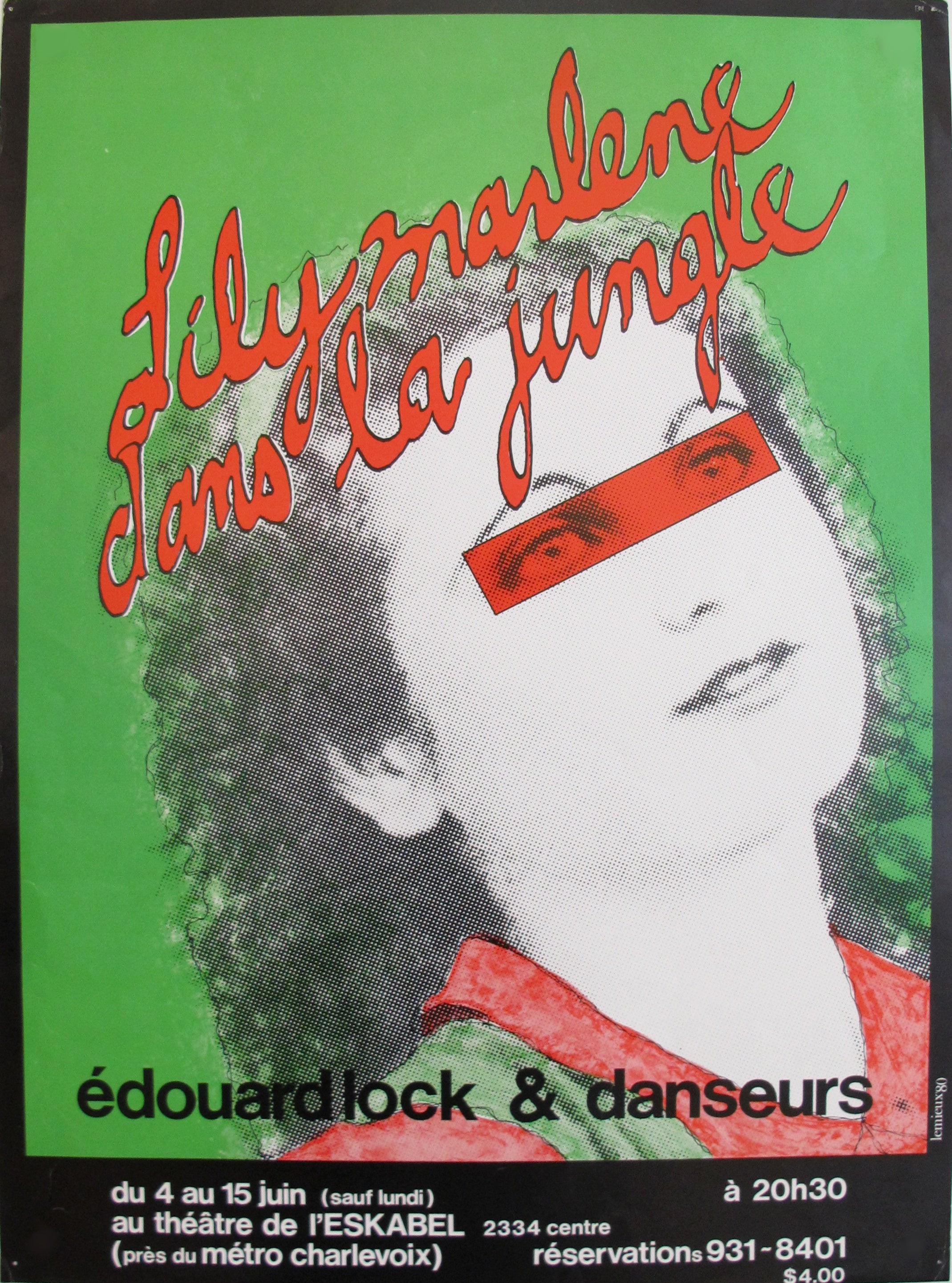 1980 Quebec Contemporary Poster - Lily Marlene in the Jungle - Vintage Wall Art for Home & Office Decor