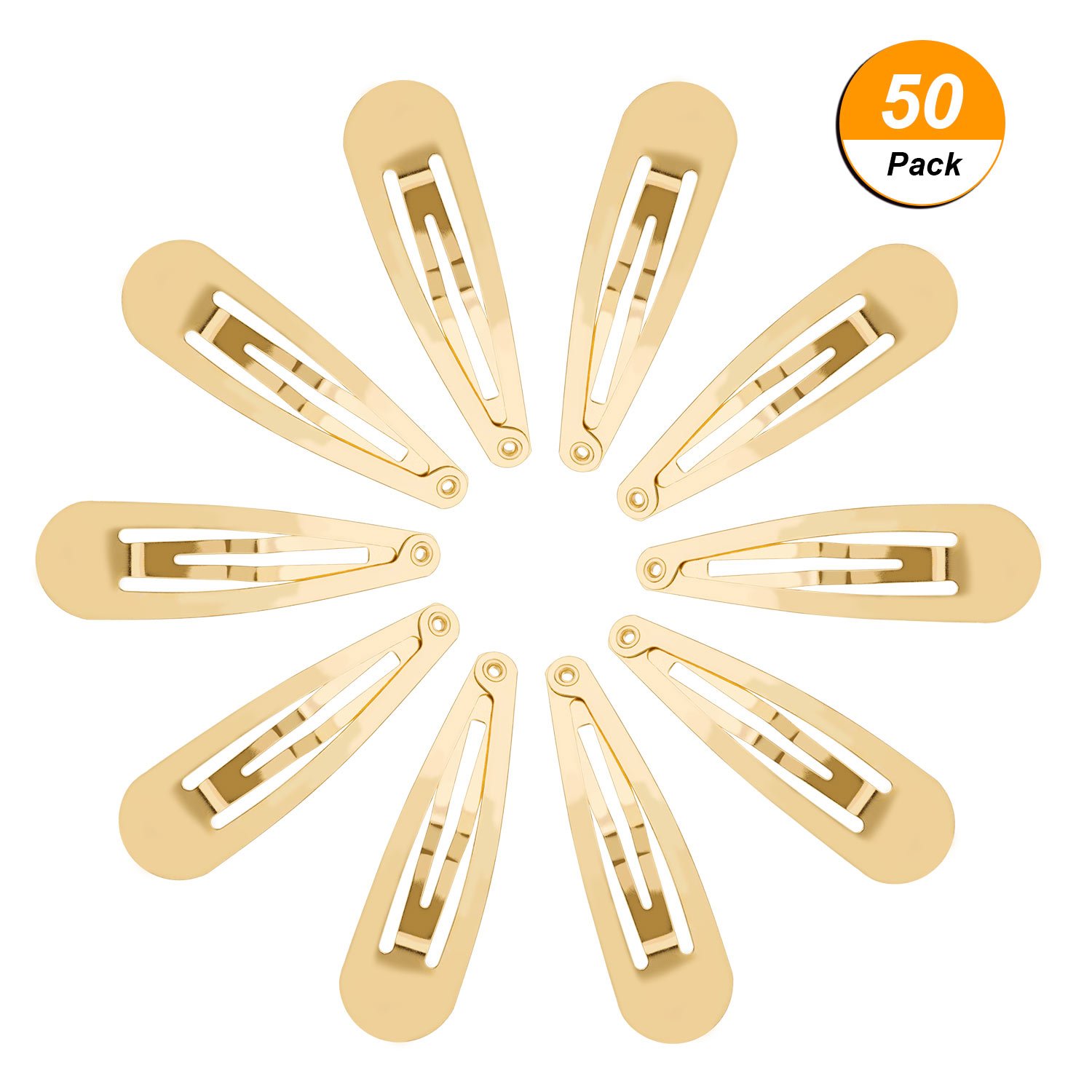50 Pack Gold Hair Clips for Women & Girls - Non-Slip Metal Snap Barrettes for Hairstyling (2 Inch) - Perfect for School, Parties, Weddings & Everyday Use