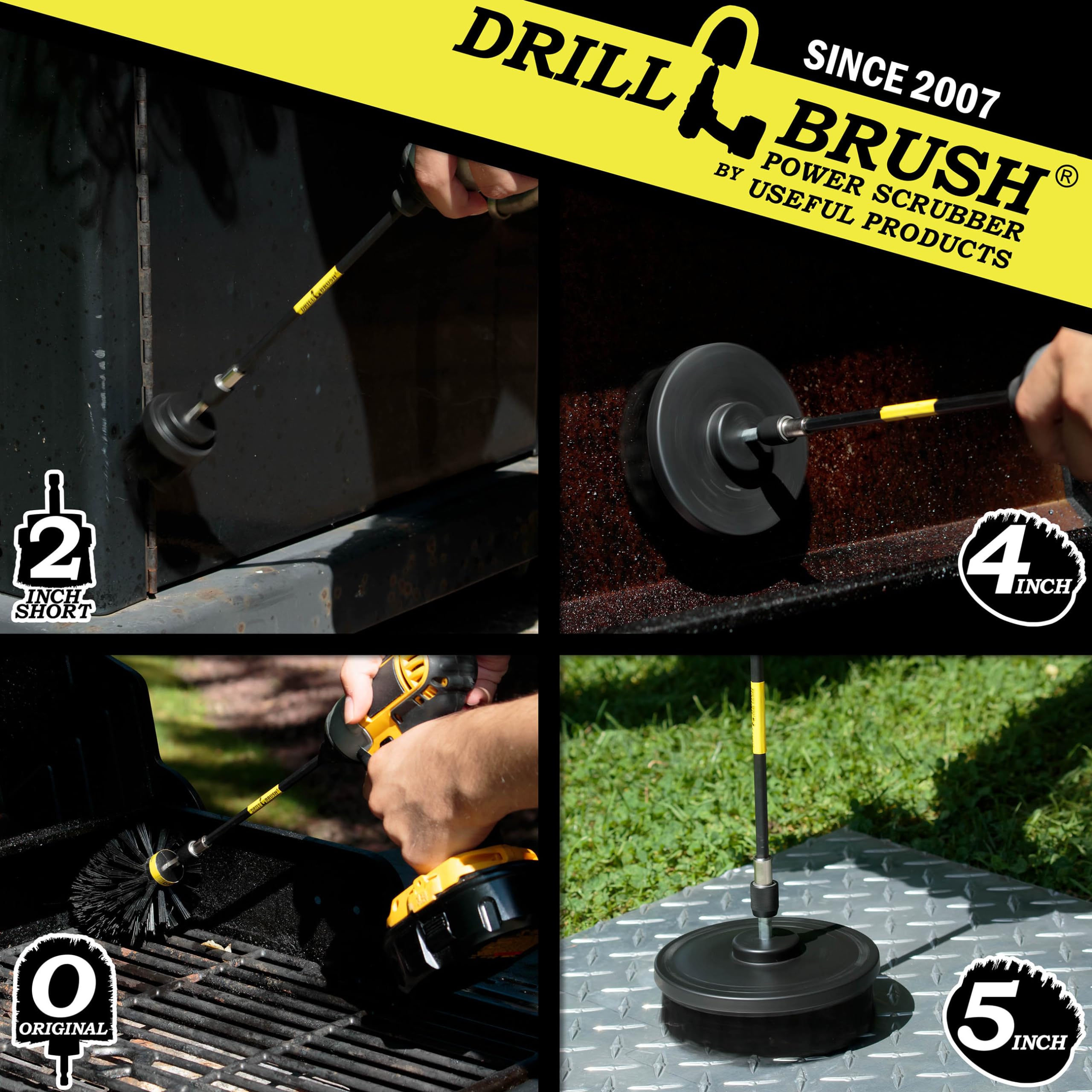 **Heavy Duty Nylon Drill Brush Set with Extension - BBQ Grill Brush, Concrete & Graffiti Cleaner - Cordless Electric Scrub Brush for Deep Cleaning - Household Cleaning Supplies for Kitchen, Bathroom & Outdoor Use**