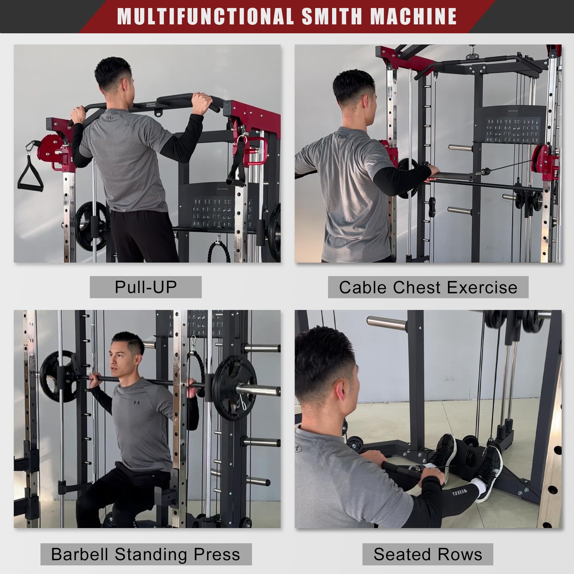 Fitness Dreamer Smith Machine - Heavy Duty Home Gym Equipment for Strength Training & Weightlifting | Perfect for Home Workouts & Commercial Gyms