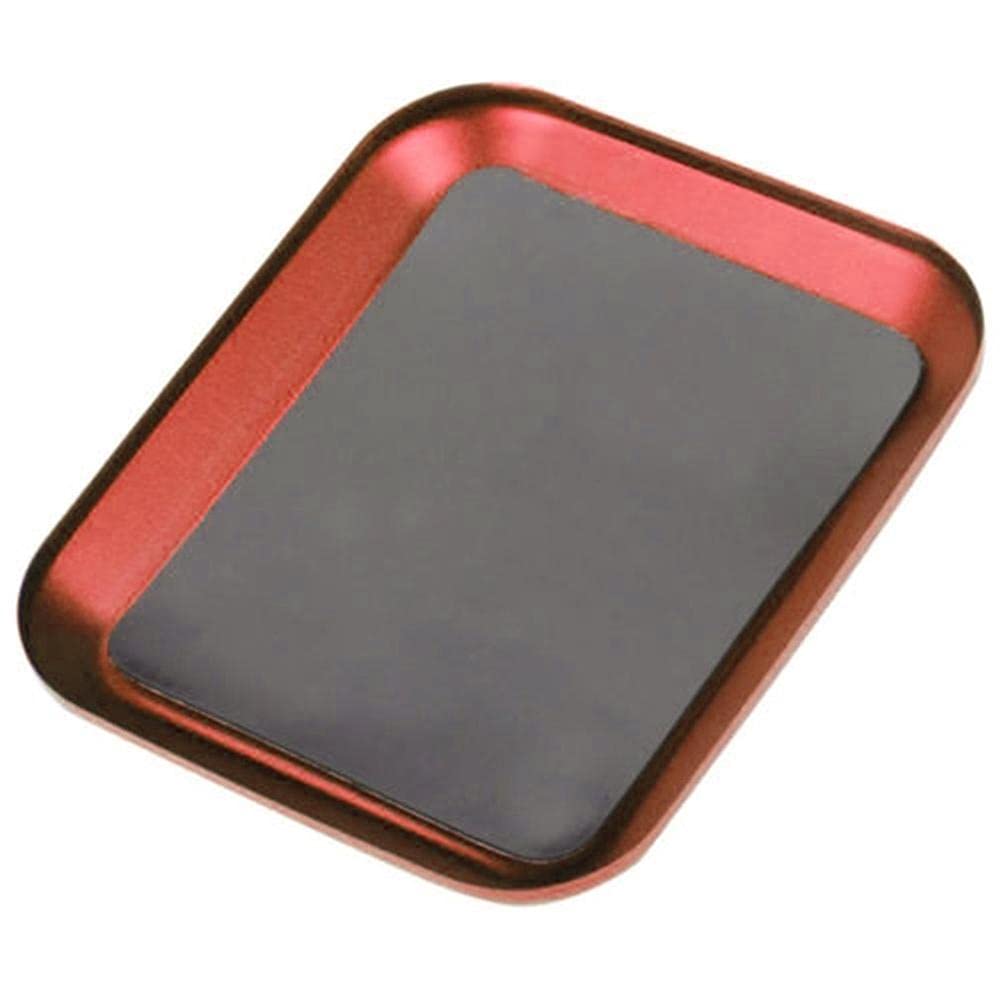 Aluminum Alloy Magnetic Screw Tray Plate for RC Car Repair - Compatible with SCX10, D90, D110 Crawler Models (Red) - Essential RC Model Maintenance Tool for Workshop & Field Repairs