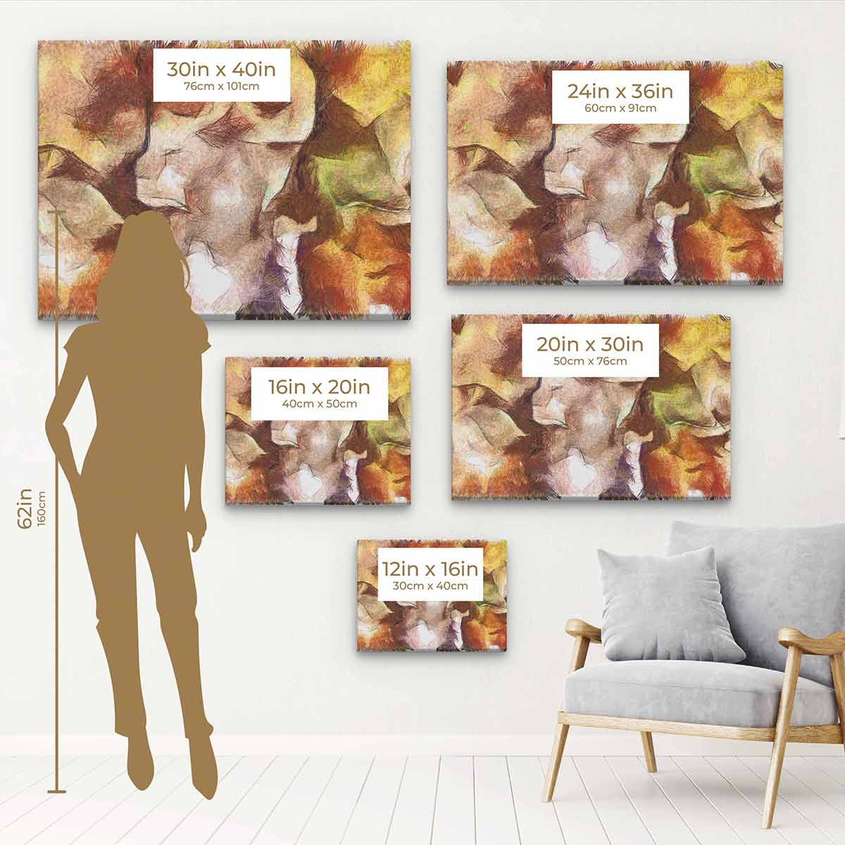 Orange Abstract Wall Art Canvas Print - Modern Home Decor for Living Room, Bedroom & Office - 2284