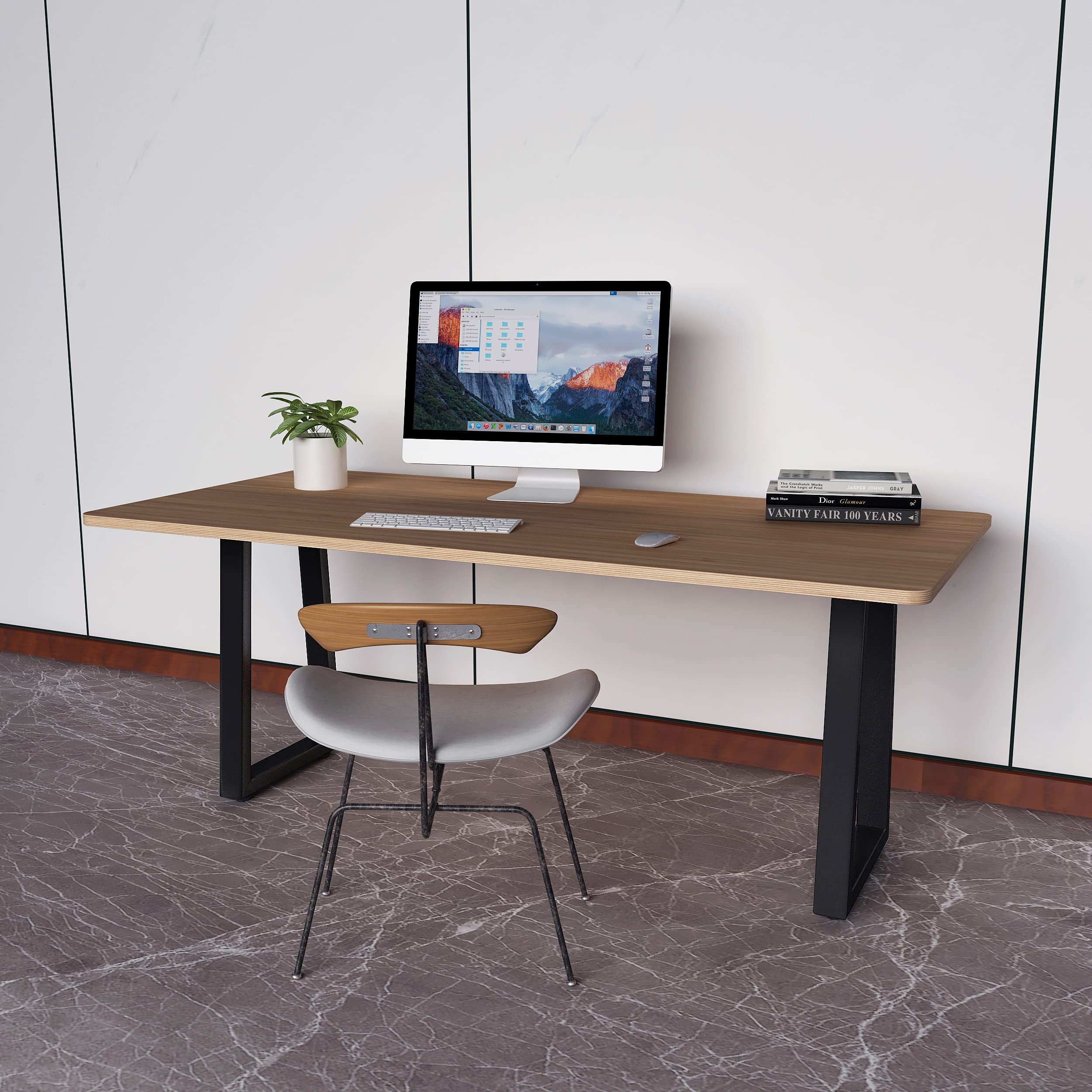 Heavy Duty Black Metal Table Legs - Square Tube Iron Desk Legs for DIY Furniture, Dining Table, Coffee Table, Computer Desk, Workbench & Meeting Room Table (Set of 2) - Perfect for Home Office, Workshop & Commercial Spaces