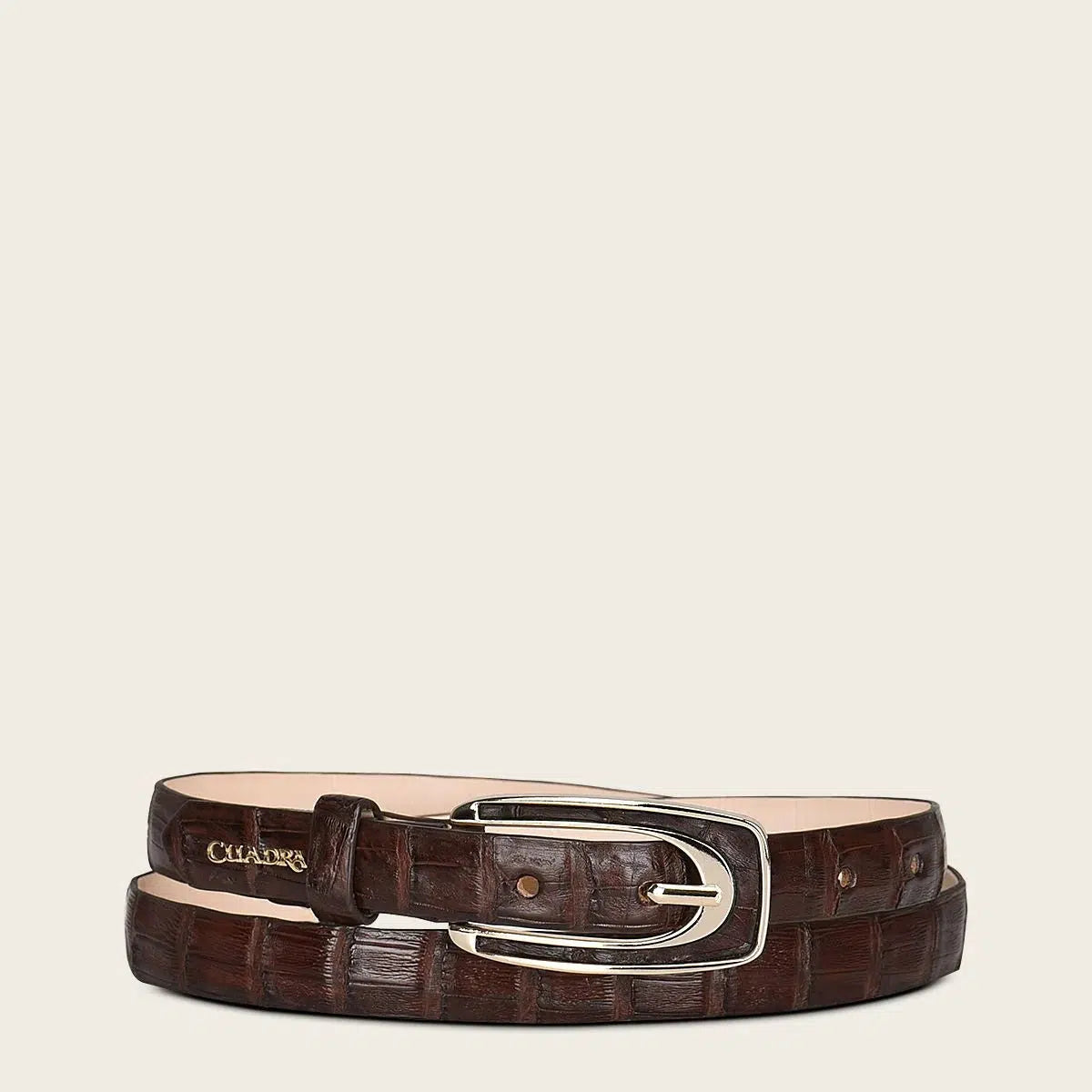 CDA21FC Genuine Brown Caiman Leather Belt for Women | Stylish Casual Accessory | Perfect for Office, Date Night & Everyday Wear