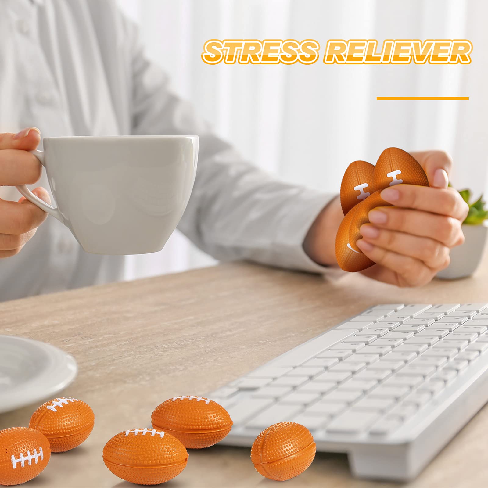30 Pack Mini Football Stress Balls - Brown Foam Sports Stress Relief Toys for Anxiety, School Carnival Prizes, Christmas Party Favors & Stocking Stuffers - Perfect for Office, Classroom and Home Relaxation