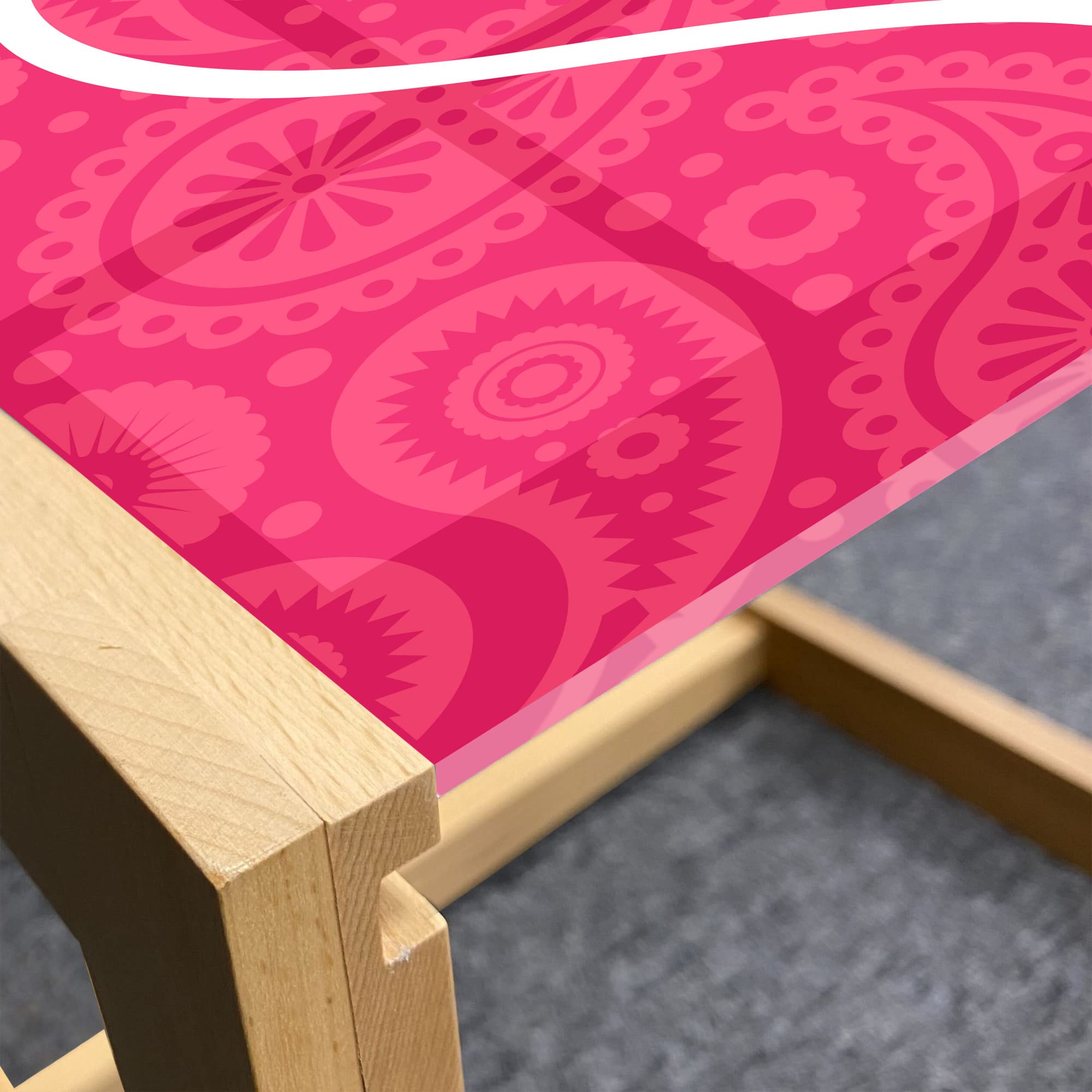 Ambesonne Groovy Coffee Table - Large Pink & White Retro Heart Design, Acrylic Glass Top with Wooden Frame for Office, Dorm, Living Room | Mid-Century Modern Home Decor for Small Spaces & Apartments