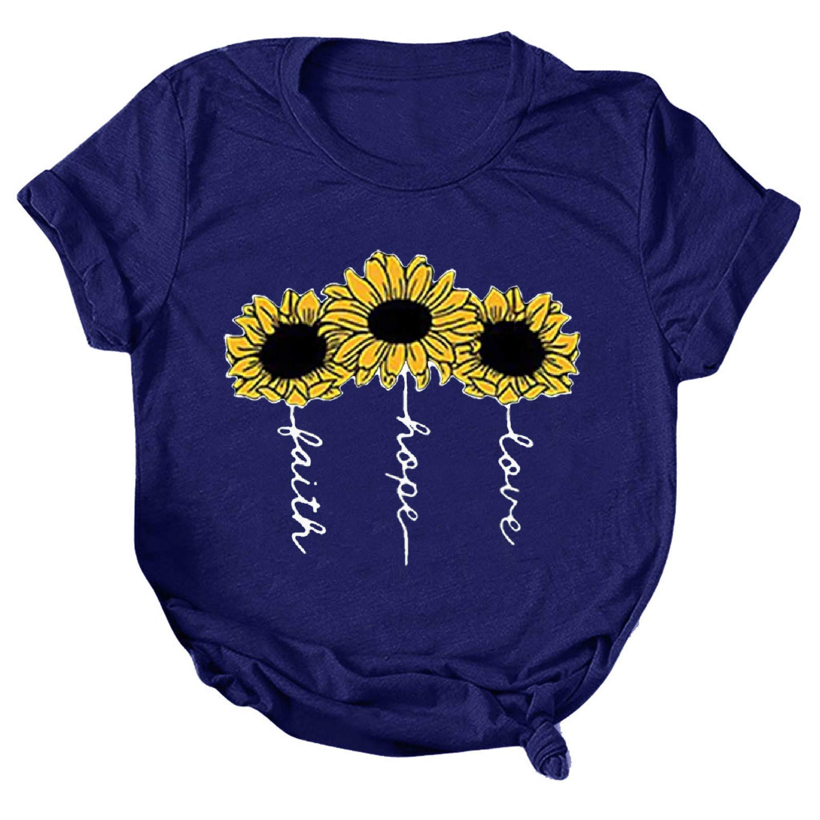 Littleice Women's Summer Floral Printed Short Sleeve Crewneck T-Shirt - Casual Blouse for Beach, Vacation & Everyday Wear
