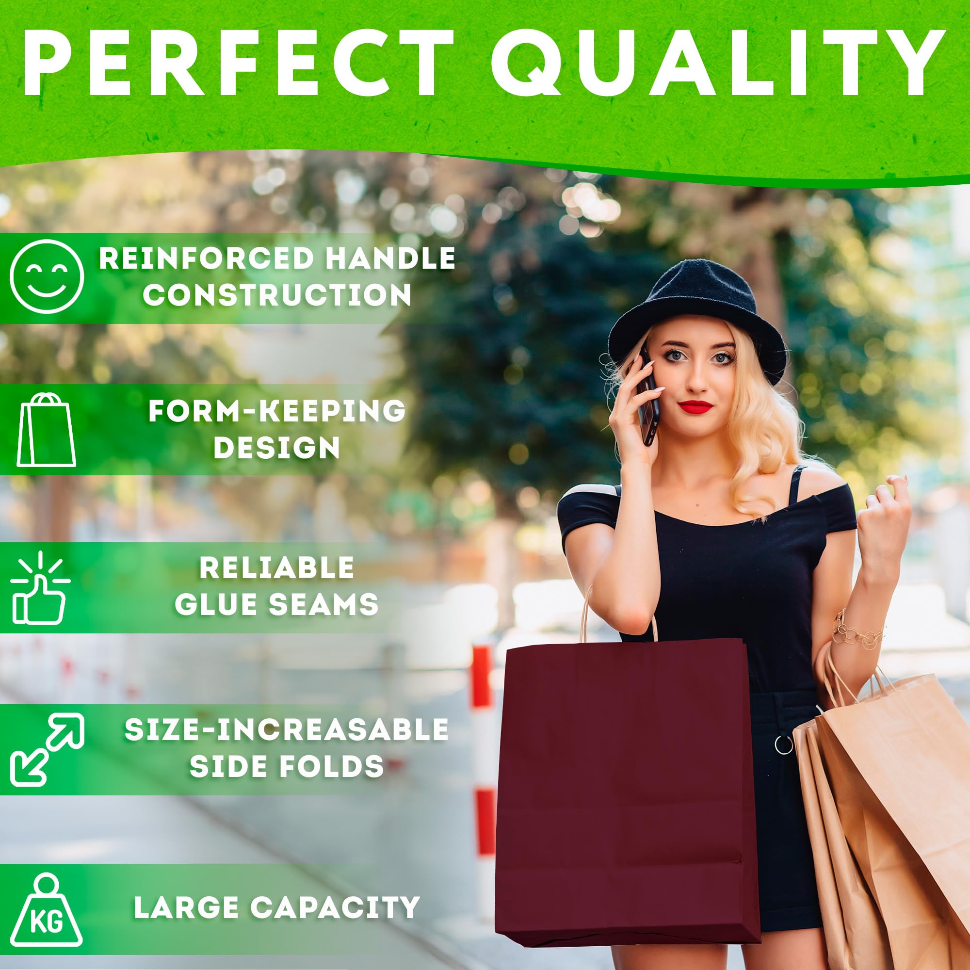 Eco-Friendly Kraft Paper Gift Bags with Rope Handles - 8x4.75x10.5 Inch (25 Pack) - 150 GSM Recyclable Shopping Bags for Wine, Christmas Presents & Retail Packaging | Perfect for Holiday Gifting, Boutique Shopping & Party Favors