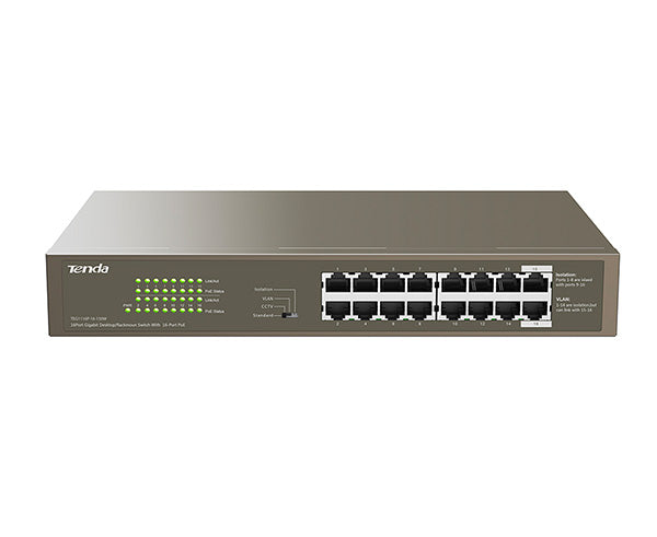 16 Port Gigabit Ethernet Switch with PoE+ (1000Mbps) - 802.3af/at Compliant | High-Speed Network Switch for Office, Home & Smart Home Devices | Ideal for IP Cameras, VoIP Phones & Wireless Access Points