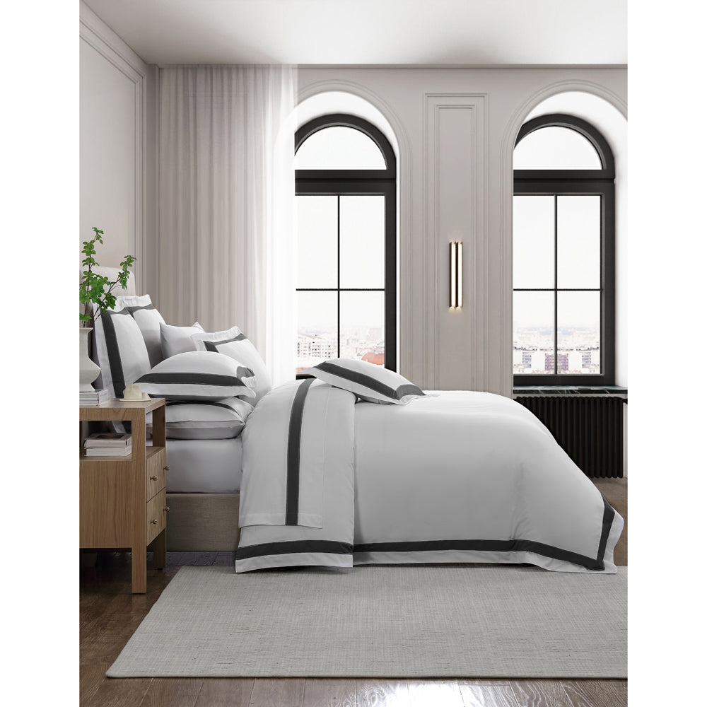 Bentley Charcoal Quilt Cover Set Queen Size - Luxury Bedding Set for Comfortable Sleep | Perfect for Master Bedroom, Guest Room & Hotel Decor