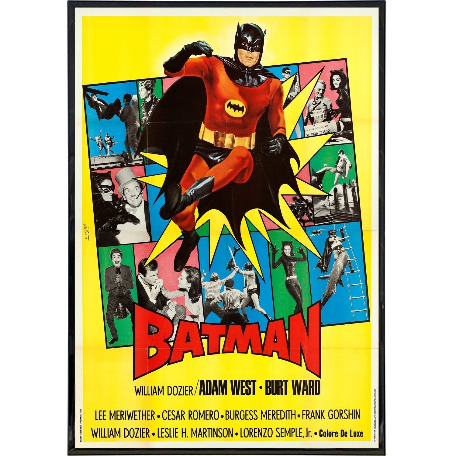Vintage 1966 Batman Italian B-Side Movie Poster Print - Classic Film Collectible for Home Theater & Comic Book Fan Decor