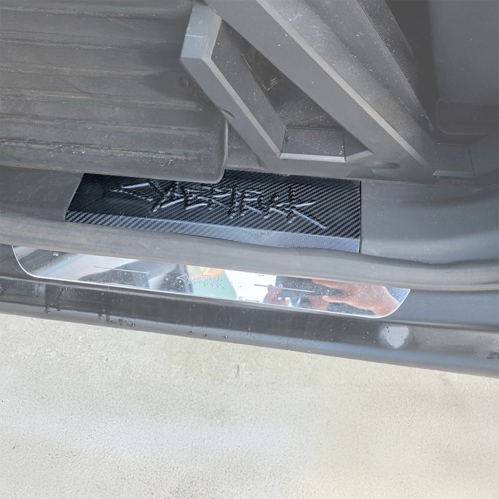 Premium Real Carbon Fiber Door Sill Protectors for Tesla Cybertruck - Scratch Resistant, Durable & Stylish Interior Accessories | Perfect for Off-Road Adventures & Urban Driving