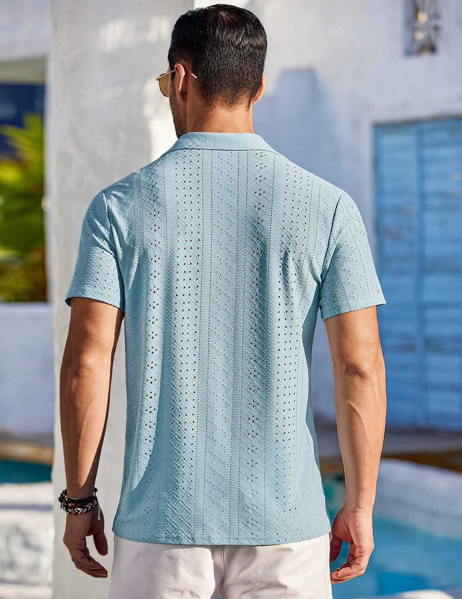 COOFANDY Men's Short Sleeve Button Down Shirt - Casual Cuban Collar Tropical Beach Shirt for Summer Vacation | Perfect for Pool Parties, Beach Outings and Tropical Getaways