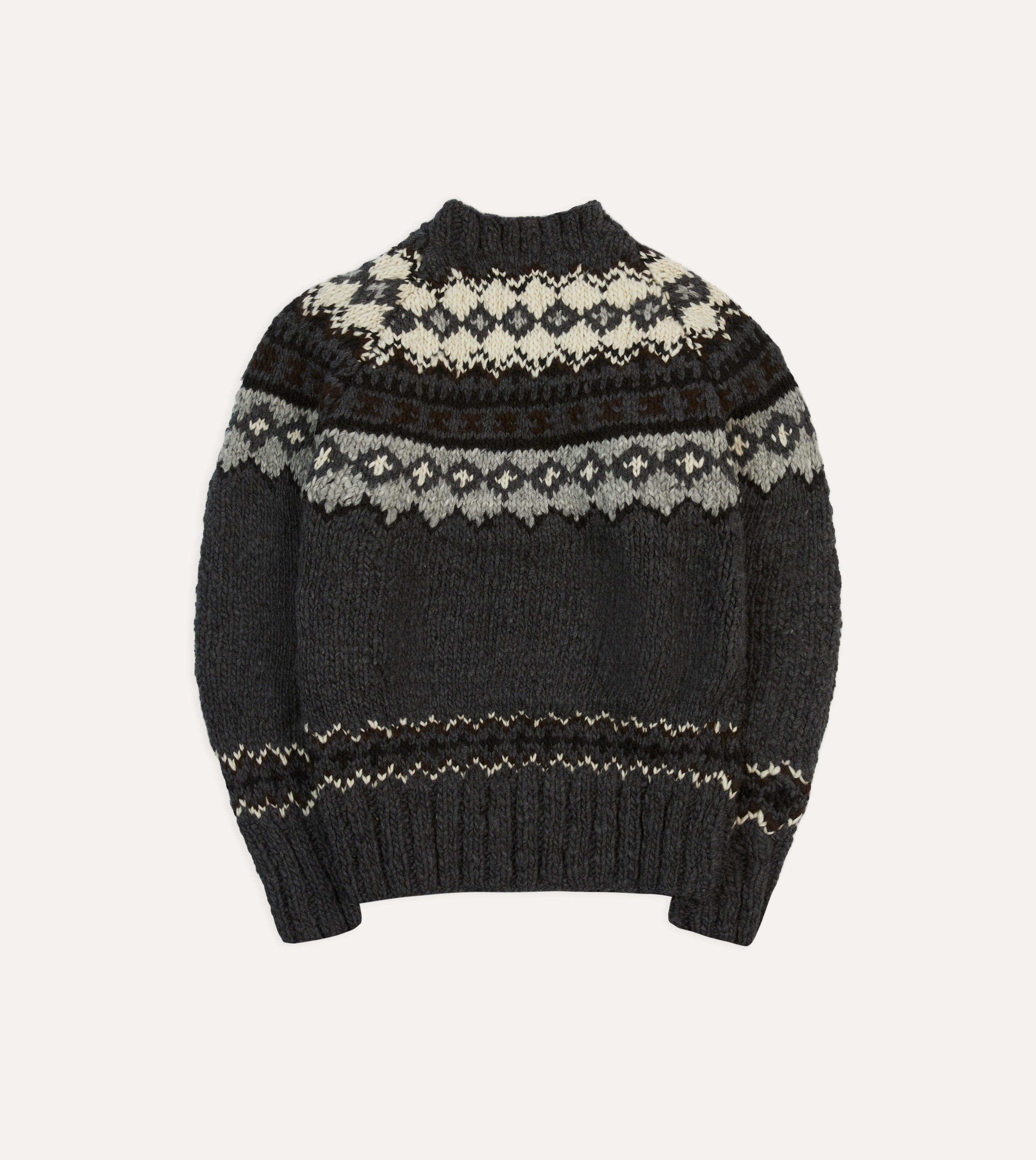 Chamula Grey Fair Isle Merino Wool Sweater for Women - Cozy Winter Knit Pullover for Casual & Outdoor Wear