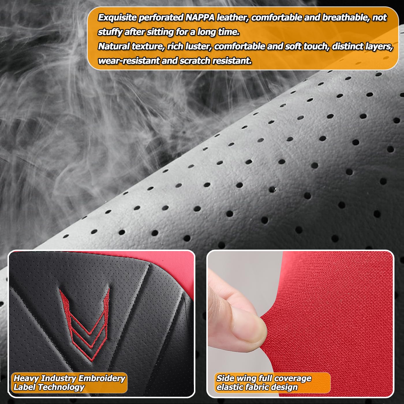 Premium 3D Foam Back Support Car Seat Covers Full Set - 5-Piece Universal Fit for Most Vehicles | Nappa Leather, Super Breathable All-Season Car Seat Cushions with Storage Bags (Black Coffee) - Perfect for Road Trips, Commuting & Protecting Your Car Interior