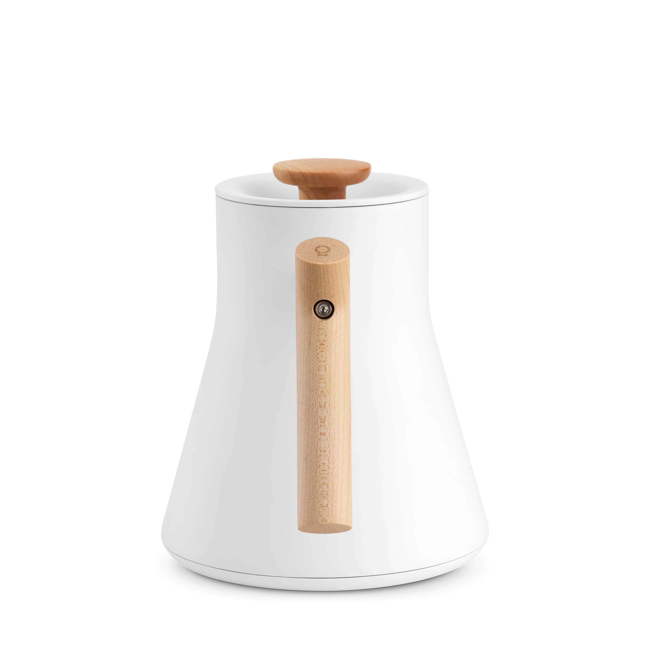Fellow Corvo EKG Pro Electric Gooseneck Kettle - Matte White with Maple Wood Handle | Fast Heating, Precise Pouring for Coffee, Tea & Pour Over Brewing