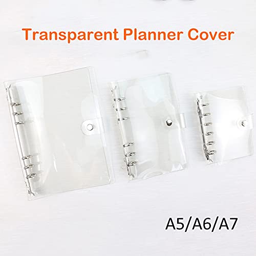 A5 6-Hole Transparent Soft PVC Notebook Cover - Refillable Planner Binder with Round Rings, Durable Protector for School, Office & Daily Organization