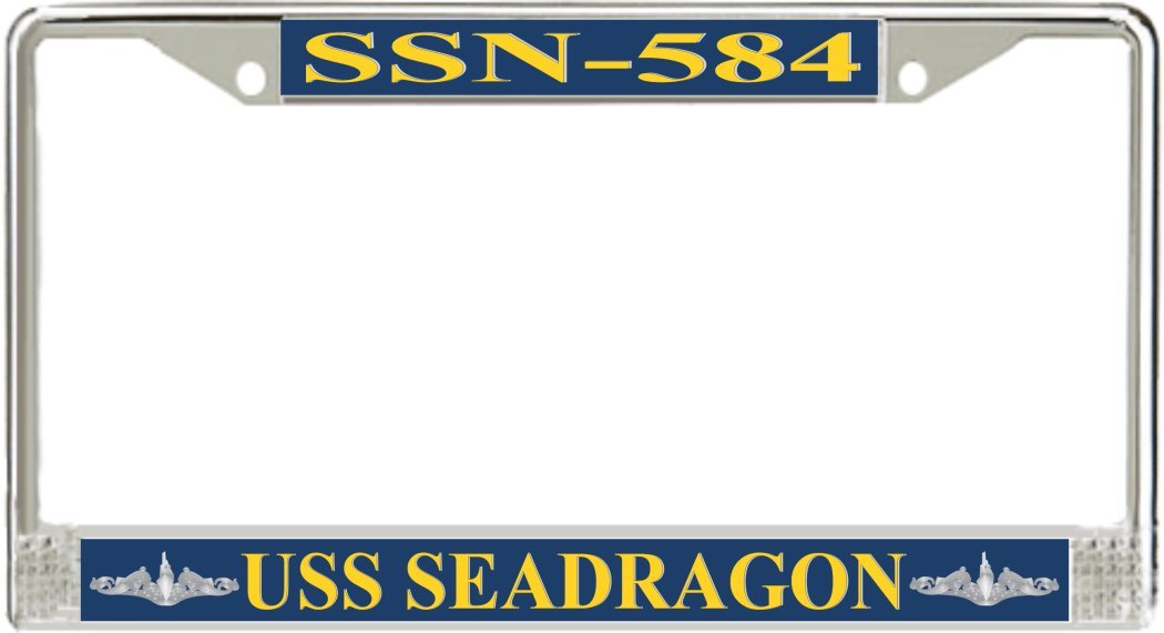 USS Seadragon SSN-584 Military License Plate Frame - Durable Metal Car Accessory for Navy Veterans, Submarine Enthusiasts & Patriotic Drivers - Perfect for Trucks, Cars & Motorcycles
