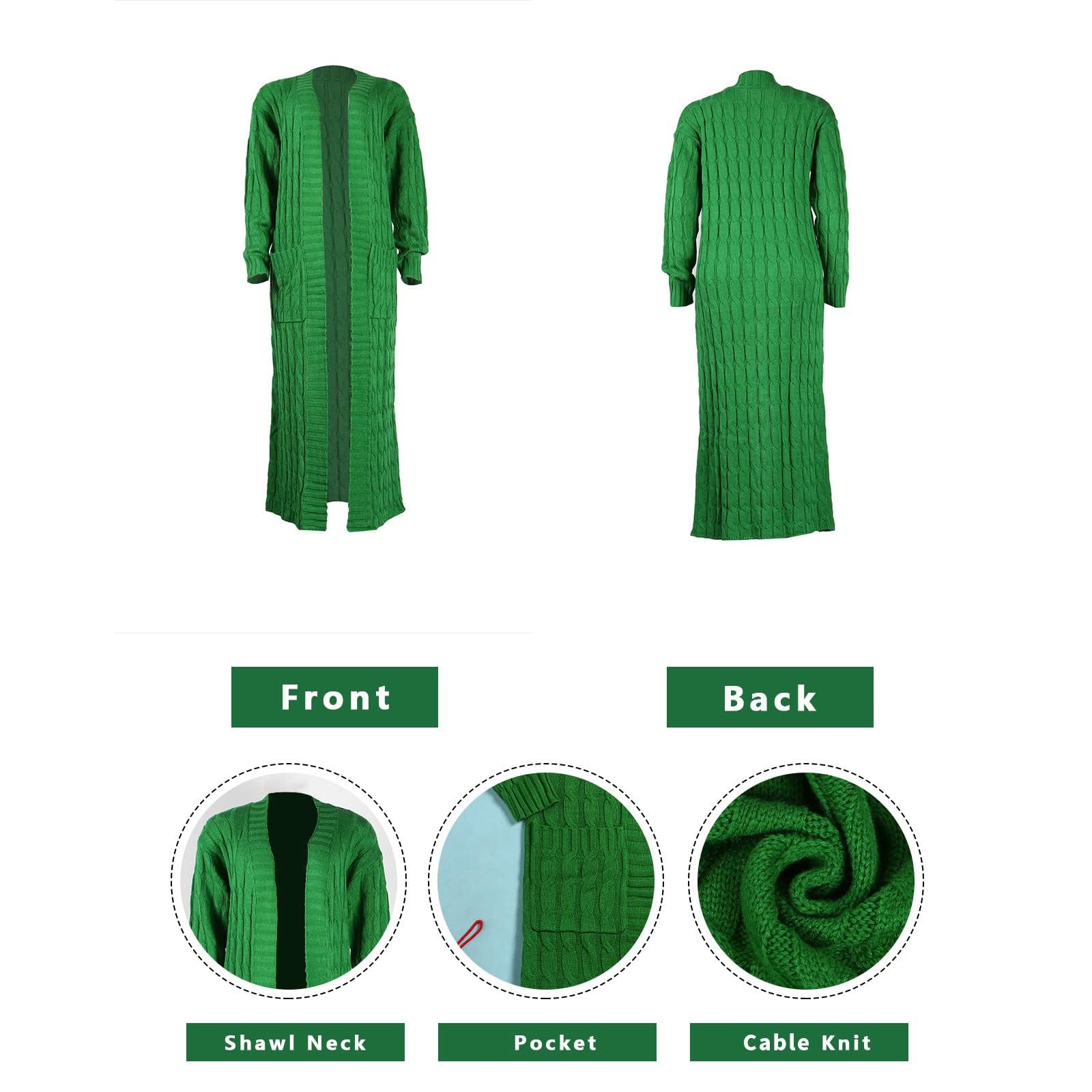 JEKYUARA Women's Chunky Knit Maxi Cardigan Sweater - Long Open Front Coat with Pockets | Cozy Winter Layering for Office, Travel & Casual Outfits
