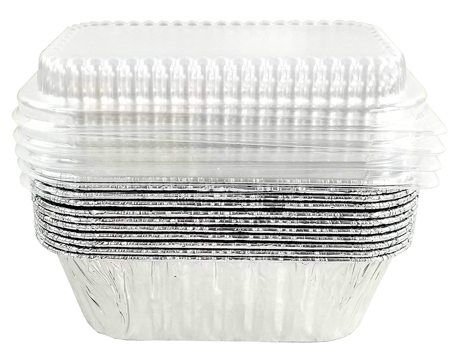 Handi-Foil 1 lb. Aluminum Foil Mini Loaf Bread Baking Pans with Clear Low Dome Lids - Pack of 200 - Perfect for Homemade Bread, Cakes, and Meal Prep