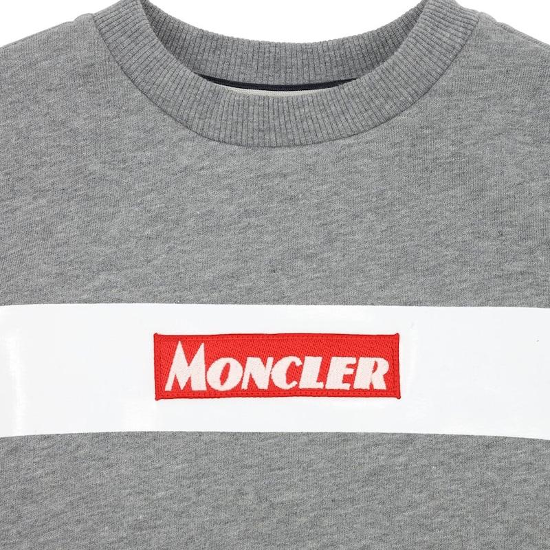 Moncler Kids Grey Logo Sweatshirt - Soft Cotton Hoodie for Boys & Girls - Perfect for School, Playdates & Outdoor Activities