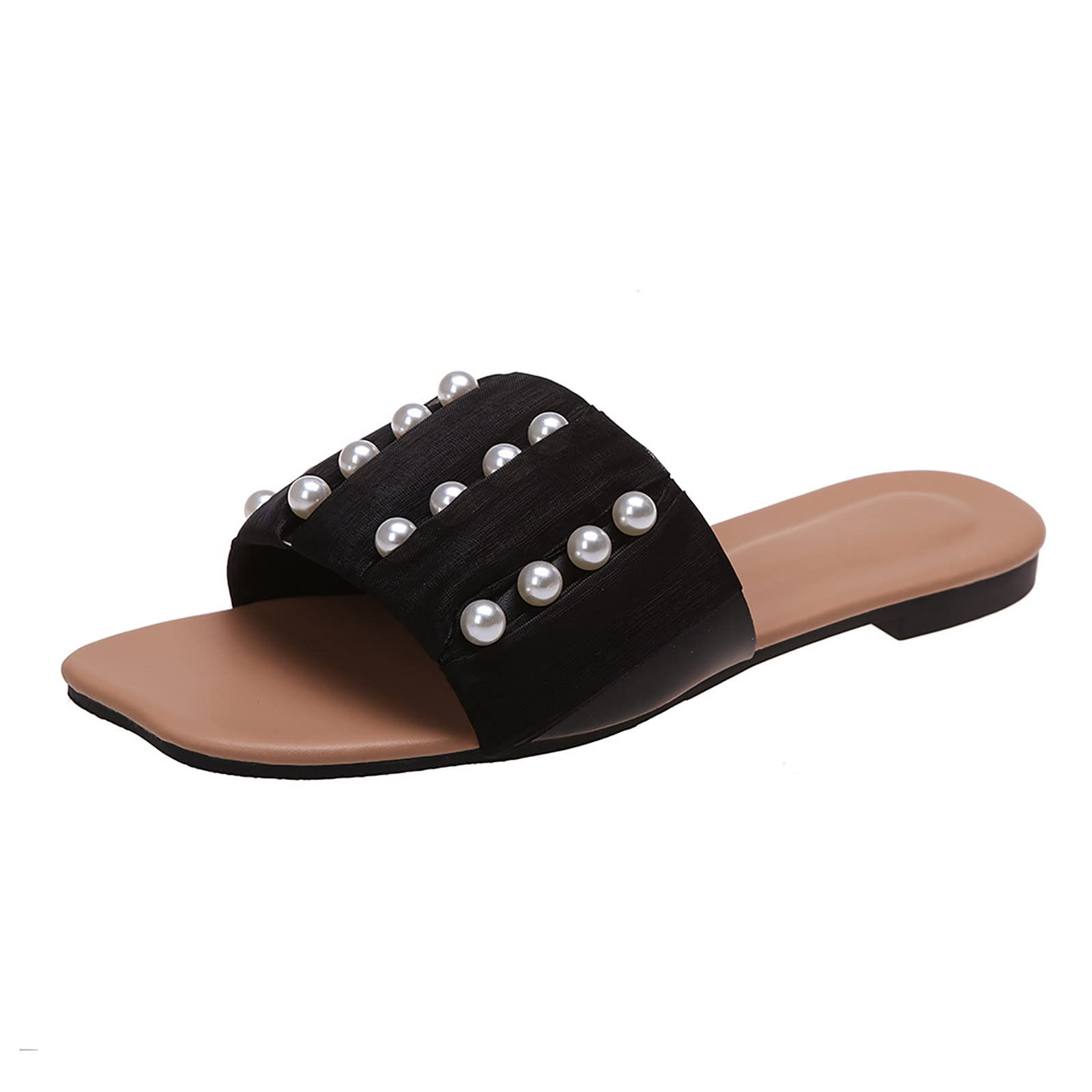 **Men's Casual Loafers & Women's Fashion Slippers - Lightweight Flat Sandals with Pearl Decoration for Home, Office & Travel**