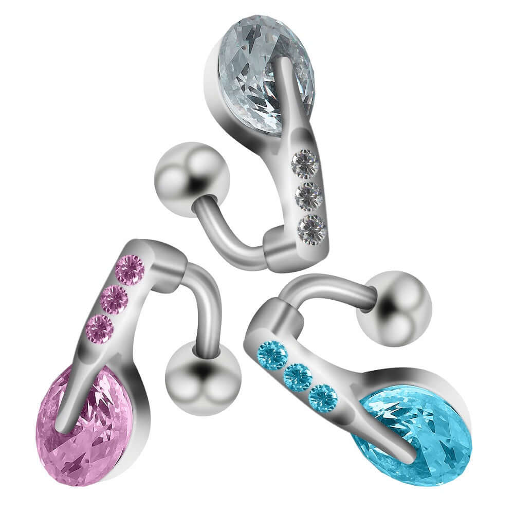 Snail Spiral Hinged Hoop Belly Button Rings - Surgical Steel Navel Piercing Jewelry for Women | QC488 | Perfect for Belly Dance, Beach Wear & Body Piercing Fashion