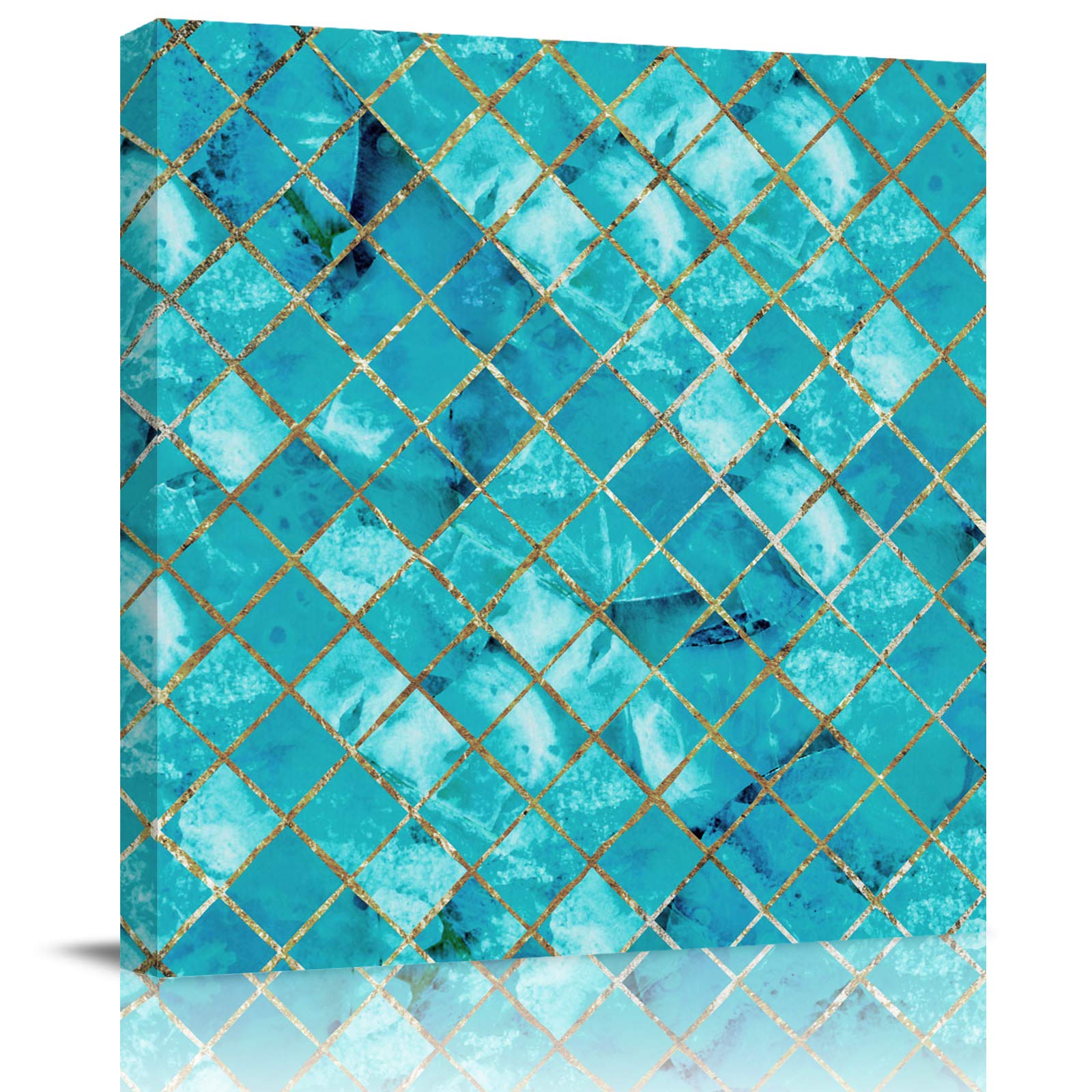 Turquoise Marble Canvas Wall Art - 12x12 Inch Framed Abstract Painting Print, Ready to Hang Home Decor for Bedroom, Bathroom, Kitchen | Perfect Gift Idea for Housewarming & Interior Design