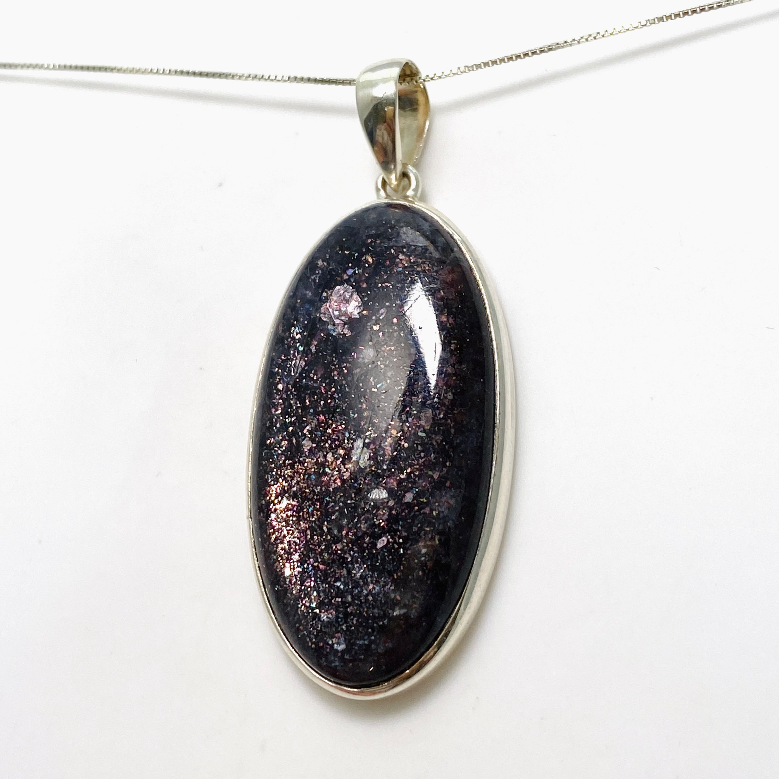 Natural Iolite Sunstone Oval Cabochon Pendant Necklace - PPGJ876 | Healing Crystal Jewelry for Meditation & Energy Balancing