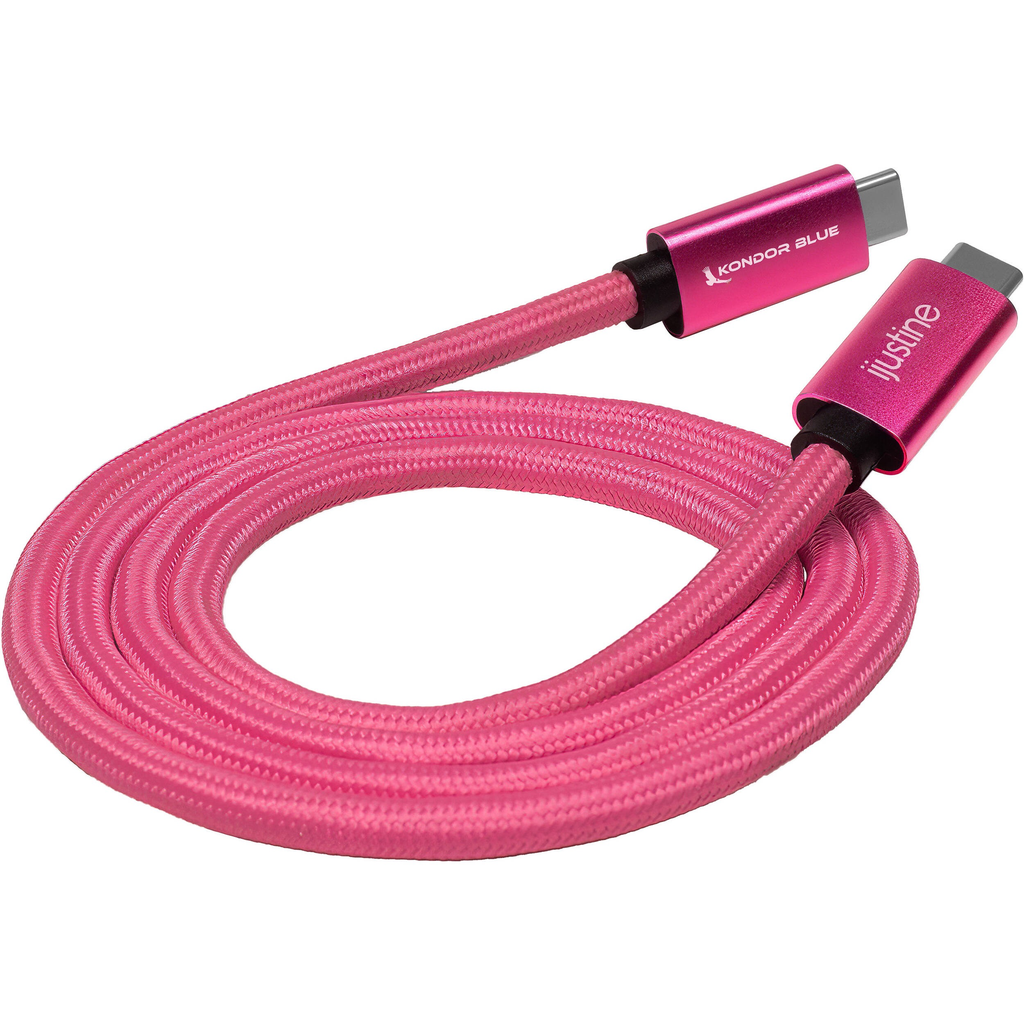 Kondor Blue iJustine Thunderbolt 4 Cable - 3ft Pink USB-C to USB-C High-Speed Charging & Data Sync Cable for MacBook Pro, iPad Pro & Windows Laptops - Perfect for Creative Professionals & Office Use