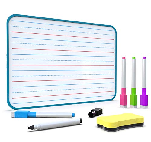 Double Sided Dry Erase Board for Kids - Home & School Whiteboard with Lines for Writing Practice