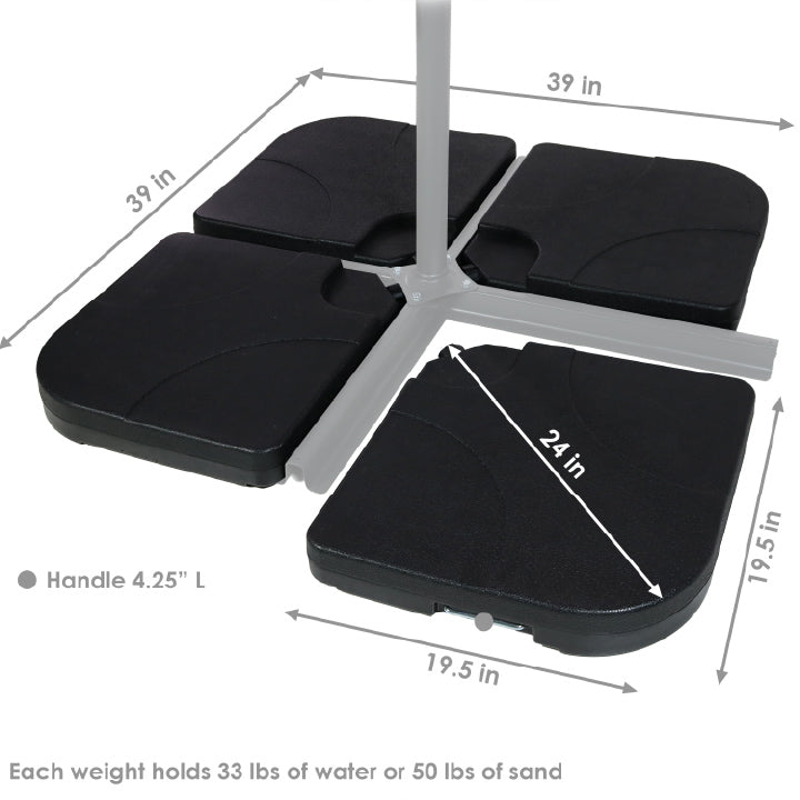 Heavy Duty Cantilever Umbrella Base Plates - Set of 4 for Sand or Water Weight - Perfect for Patio, Poolside, and Outdoor Events