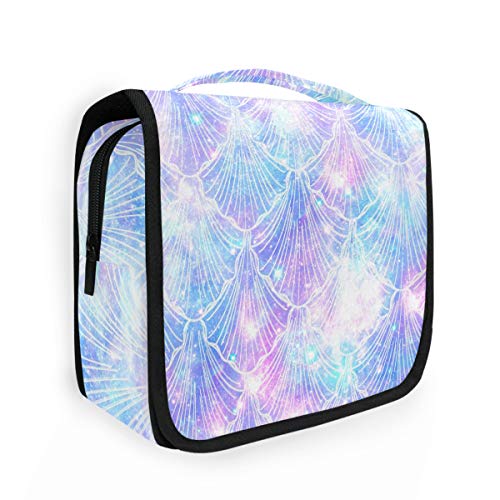 **CaTaKu Waterproof Hanging Toiletry Bag for Travel - Mermaid Ocean Design Cosmetic Organizer for Men & Women | Portable Makeup Pouch for Beach, Gym & Vacation**