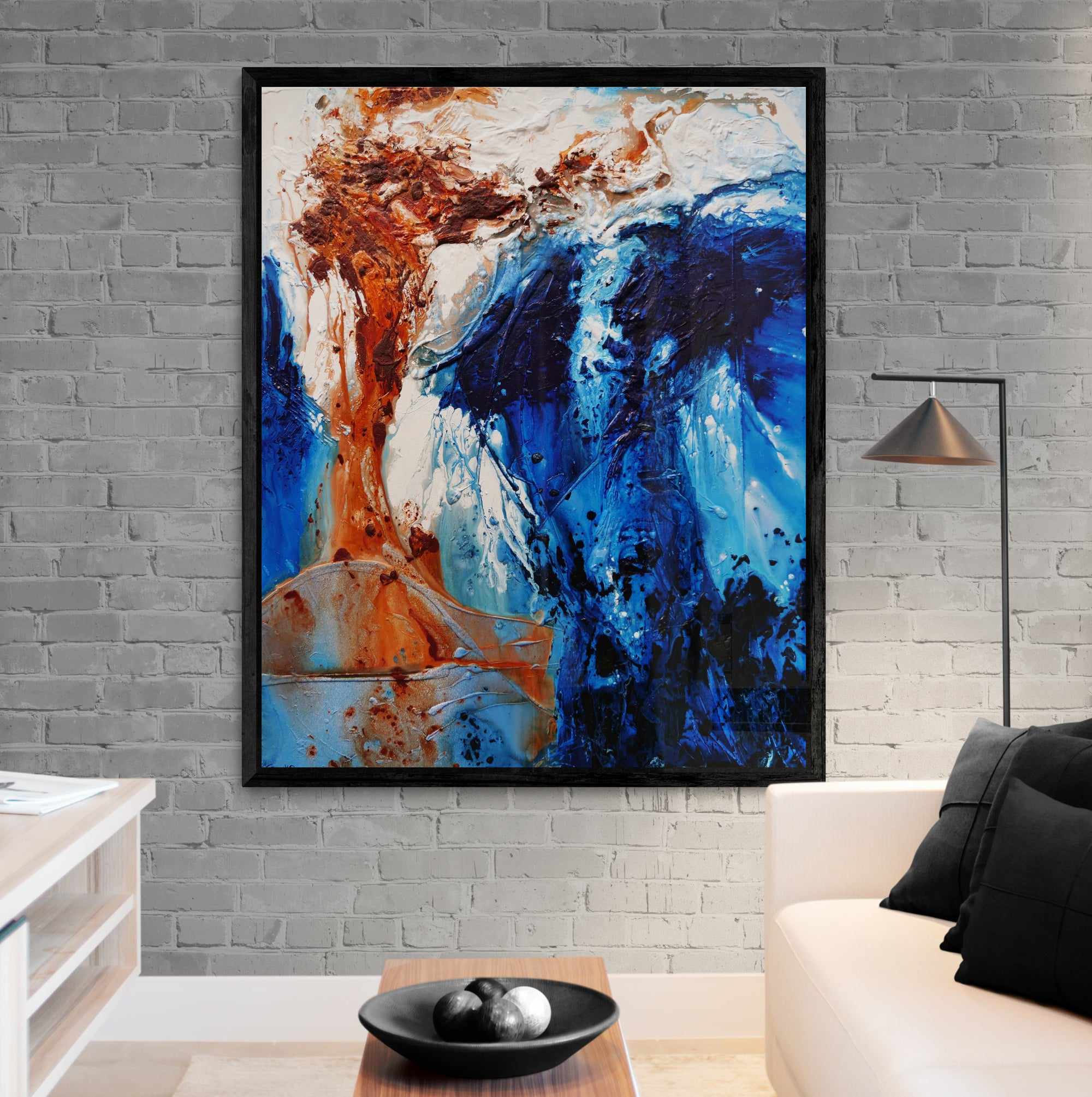 Blue Oxide Textured Abstract Painting 47