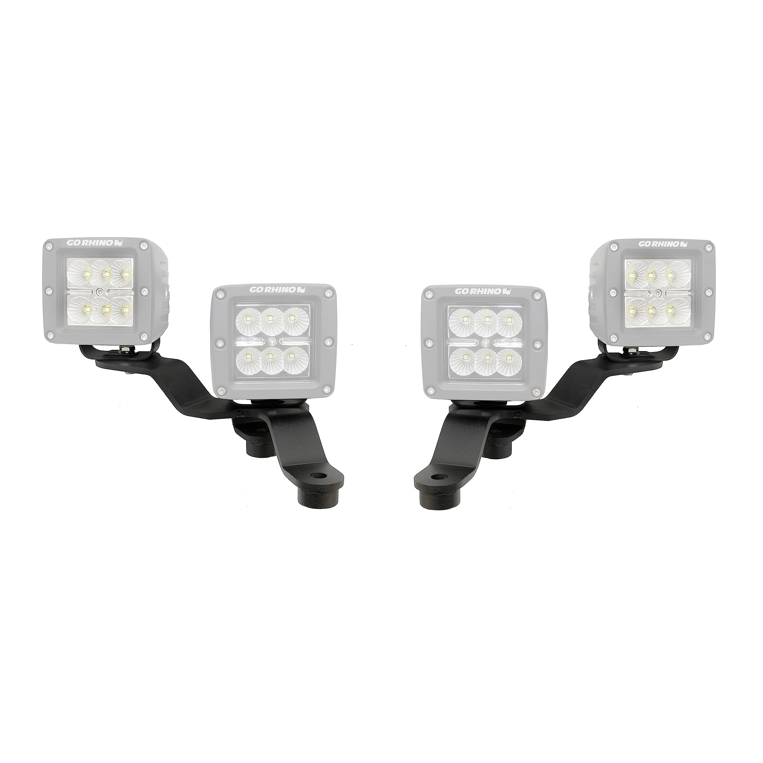 Go Rhino XE Windshield Cowl LED Light Mounts for Dual 3x3 LED Cubes - Textured Black Steel (730231T) | Fits 2018-2024 Jeep Wrangler JL/JLU & 2020-2024 Gladiator JT (Excludes Mojave) | Off-Road Lighting Upgrade for Trail & Night Driving