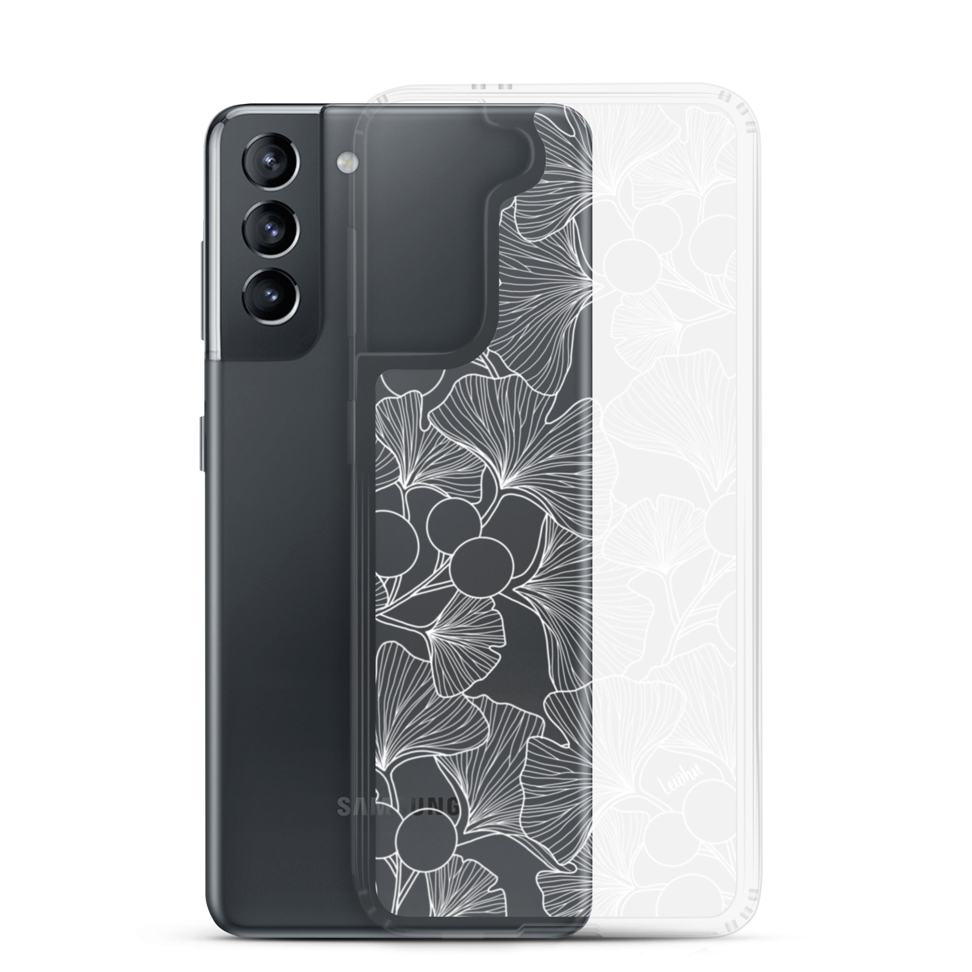 Premium Gingko Clear Case for Samsung Galaxy - Slim Protective Phone Cover for Everyday Use, Travel & Work